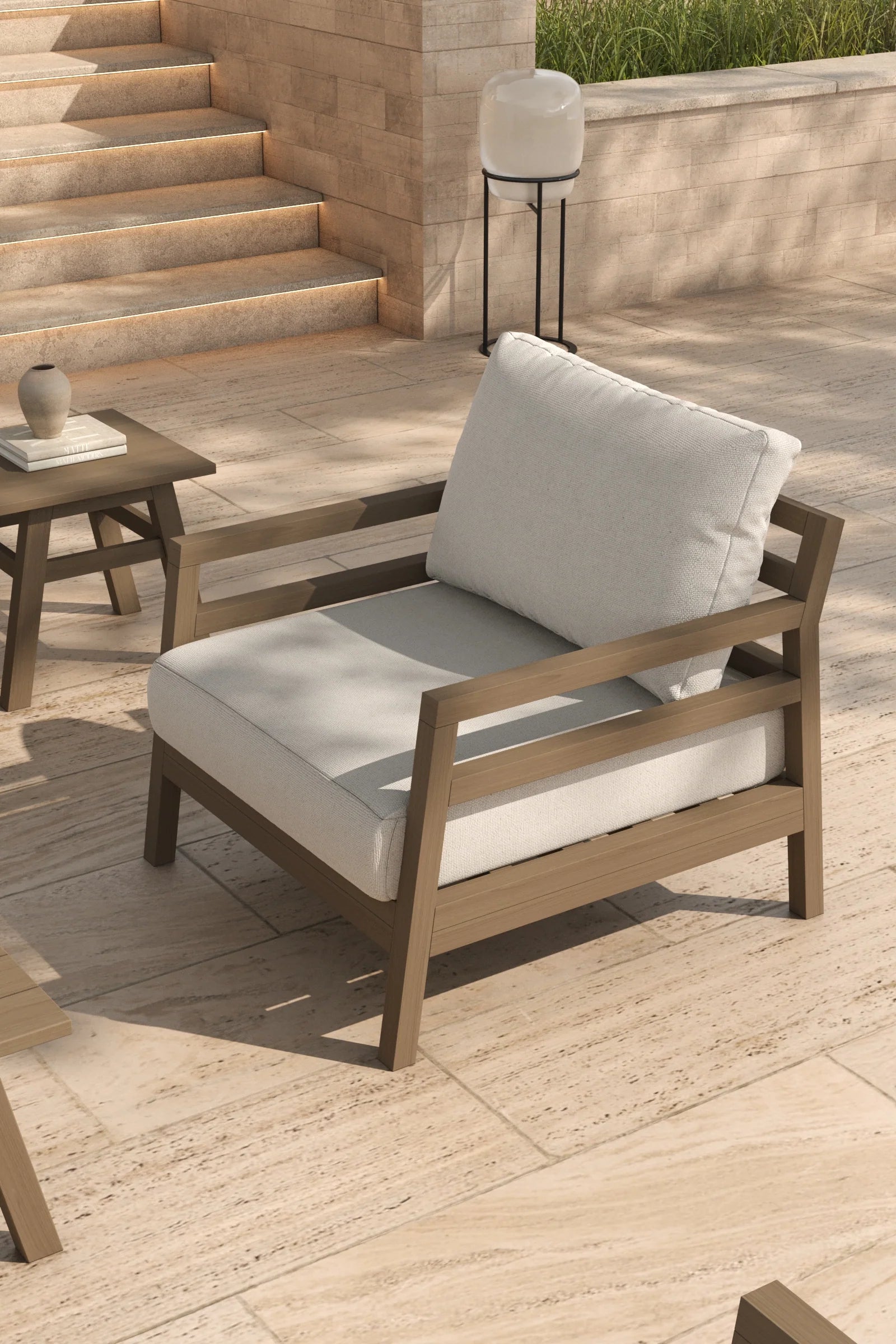 Outdoor Lounge Set Grey, 4-Piece Seating, Patio Use