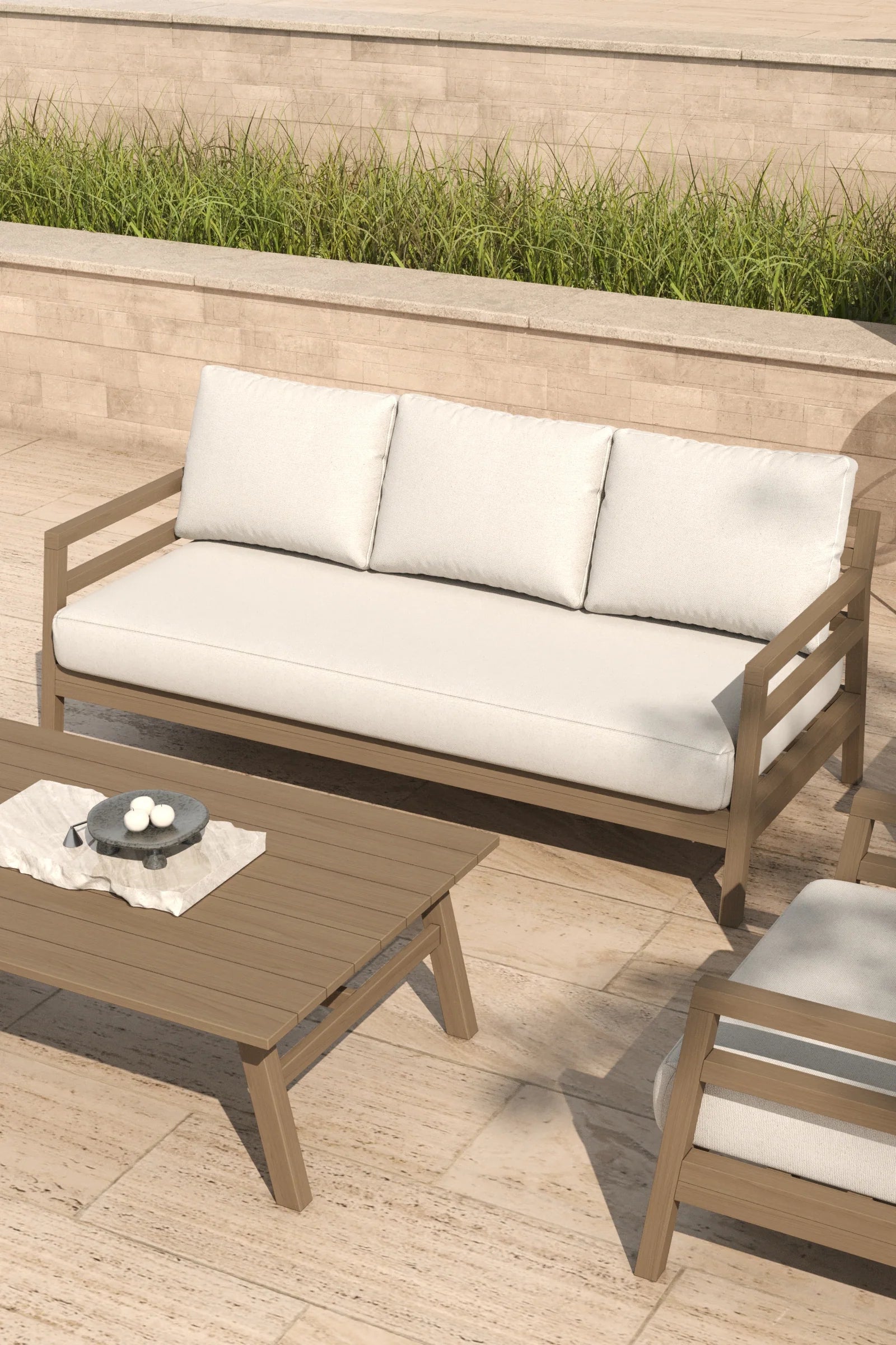 Outdoor Lounge Set Grey, 4-Piece Seating, Patio Use