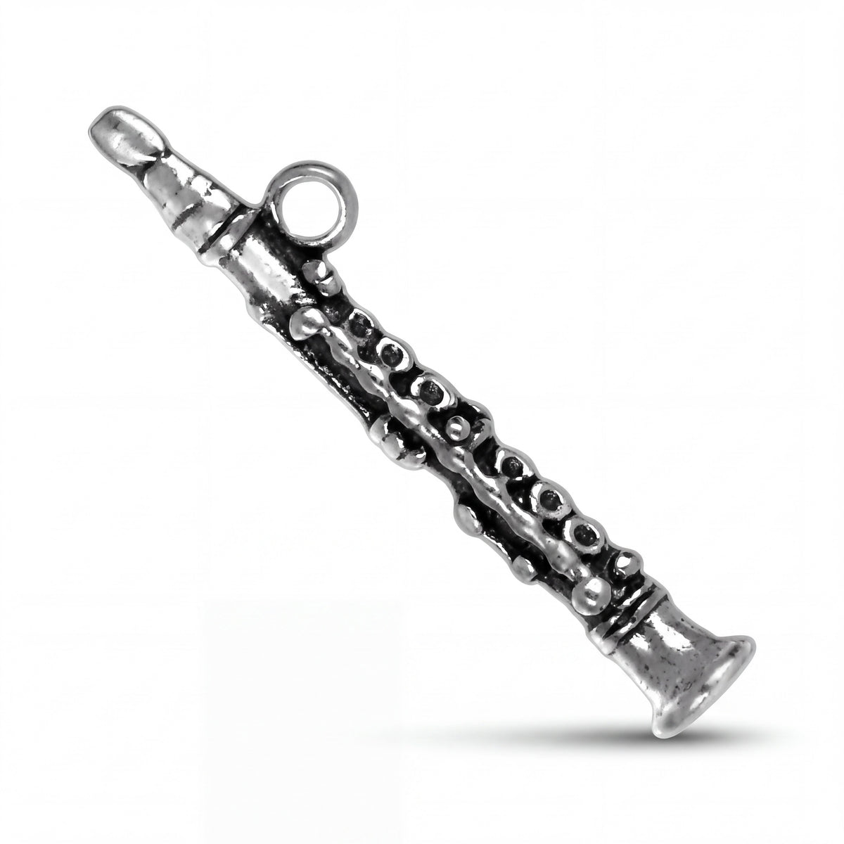 Sterling Silver Clarinet Charm with Jump Ring for Bracelets and Necklaces