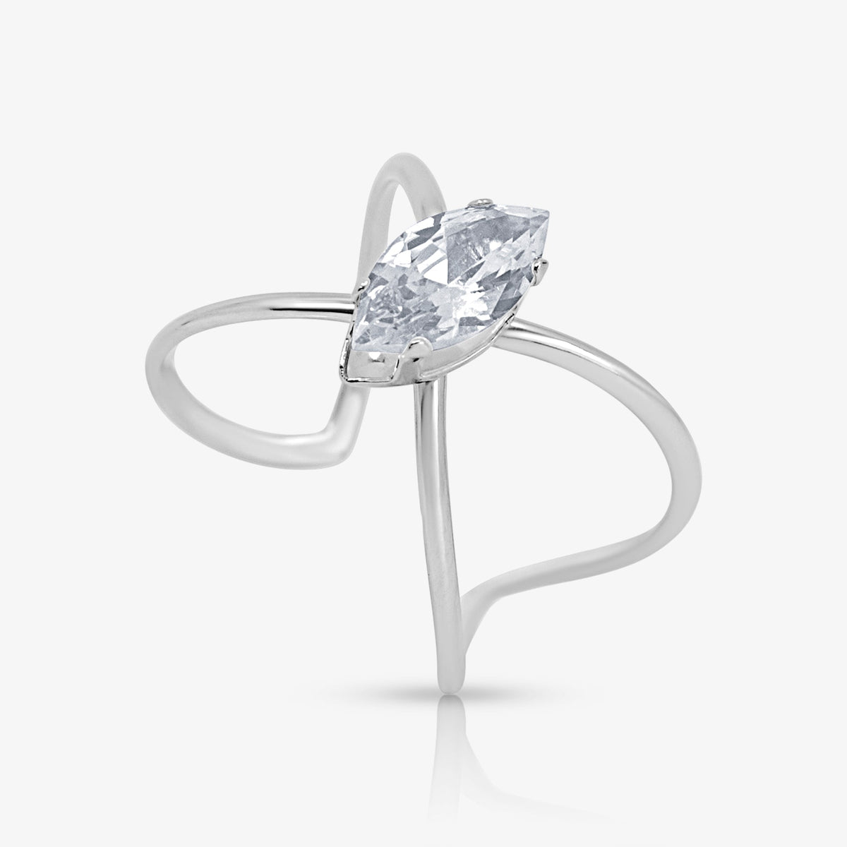 Teardrop Stone Ring with Open Band Design and Adjustable Fit