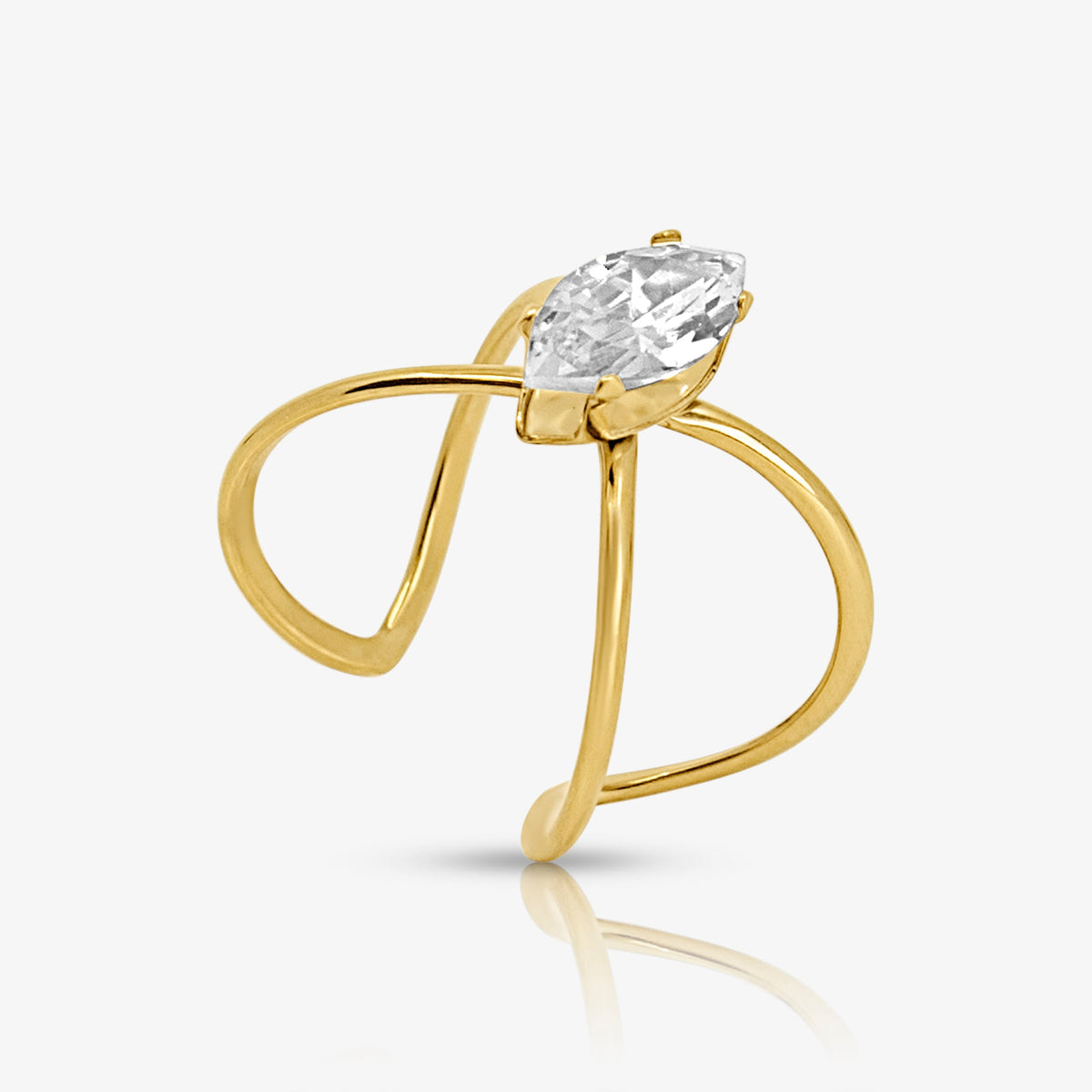 Teardrop Stone Ring with Open Band Design and Adjustable Fit