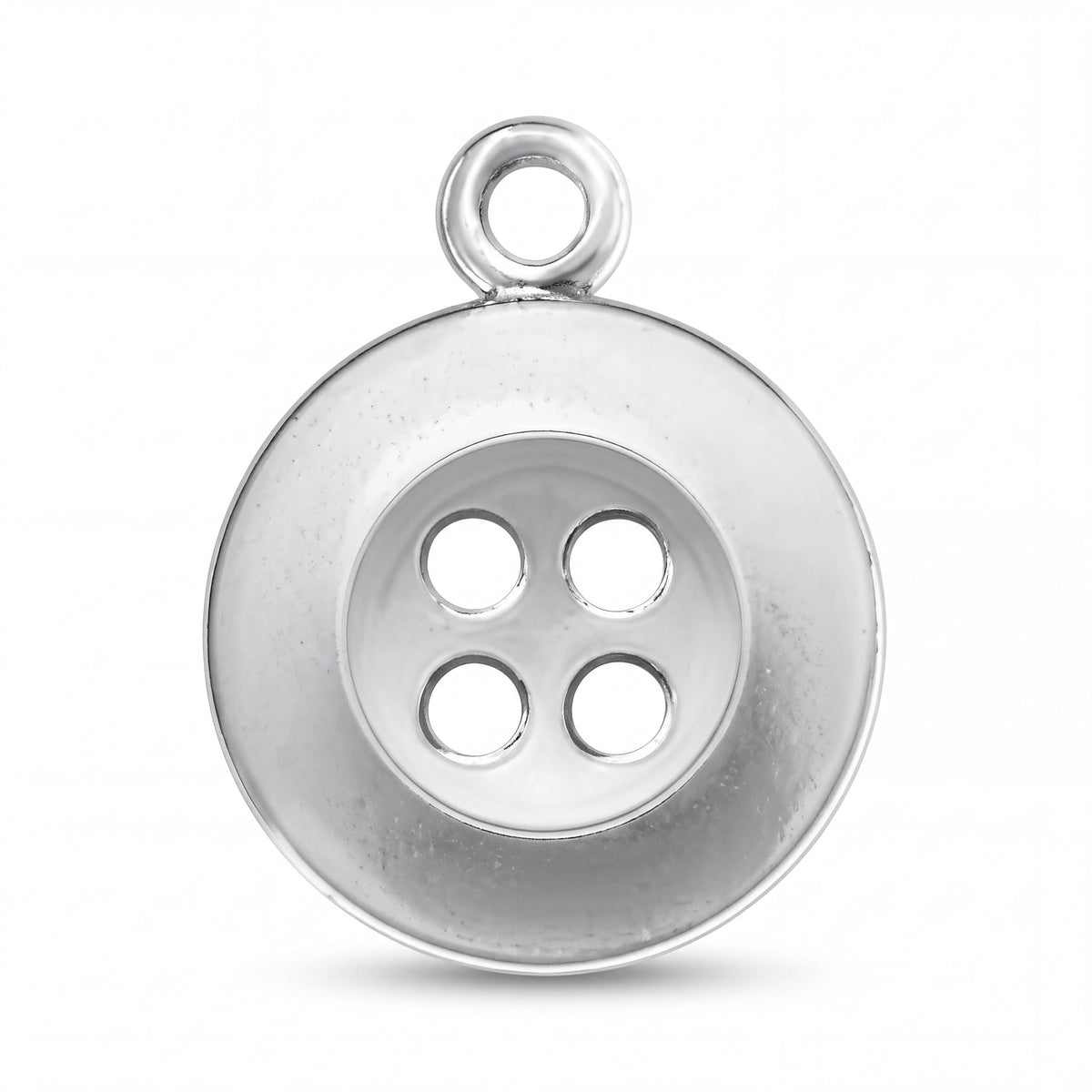 Sterling Silver Button Charm with Jump Ring, 15mm
