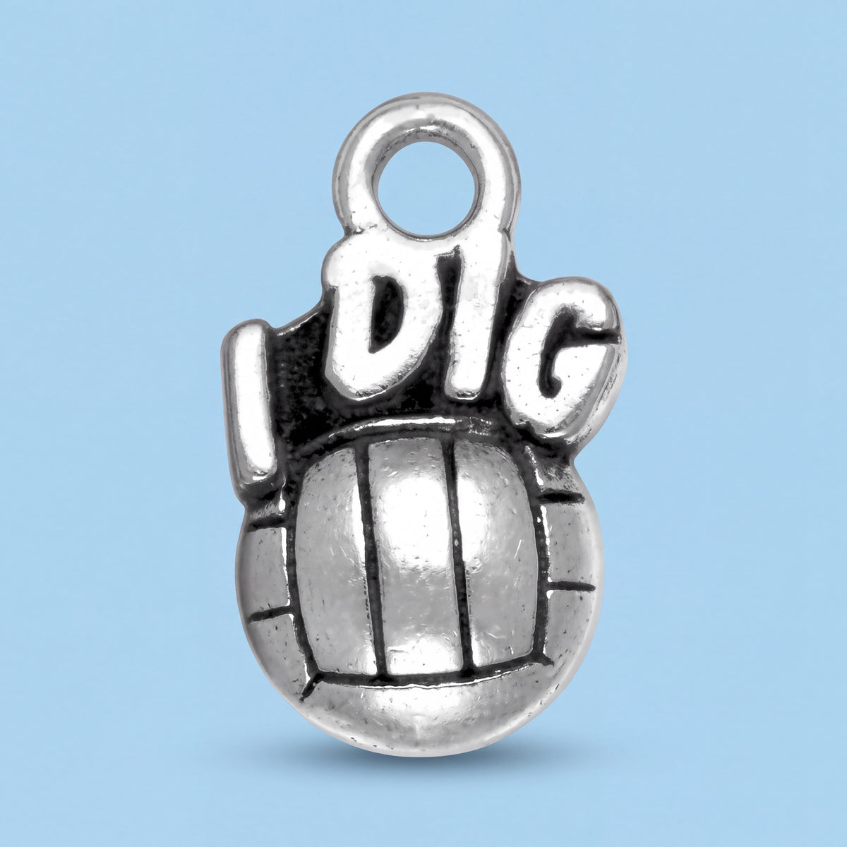 Sterling Silver Volleyball Charm with Jump Ring for Bracelets and Necklaces