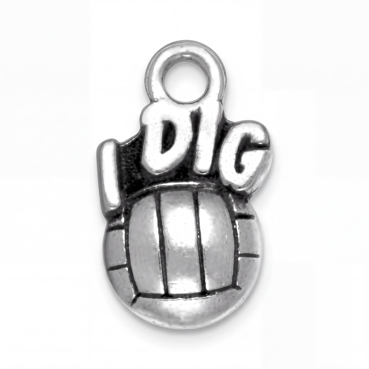 Sterling Silver Volleyball Charm with Jump Ring for Bracelets and Necklaces