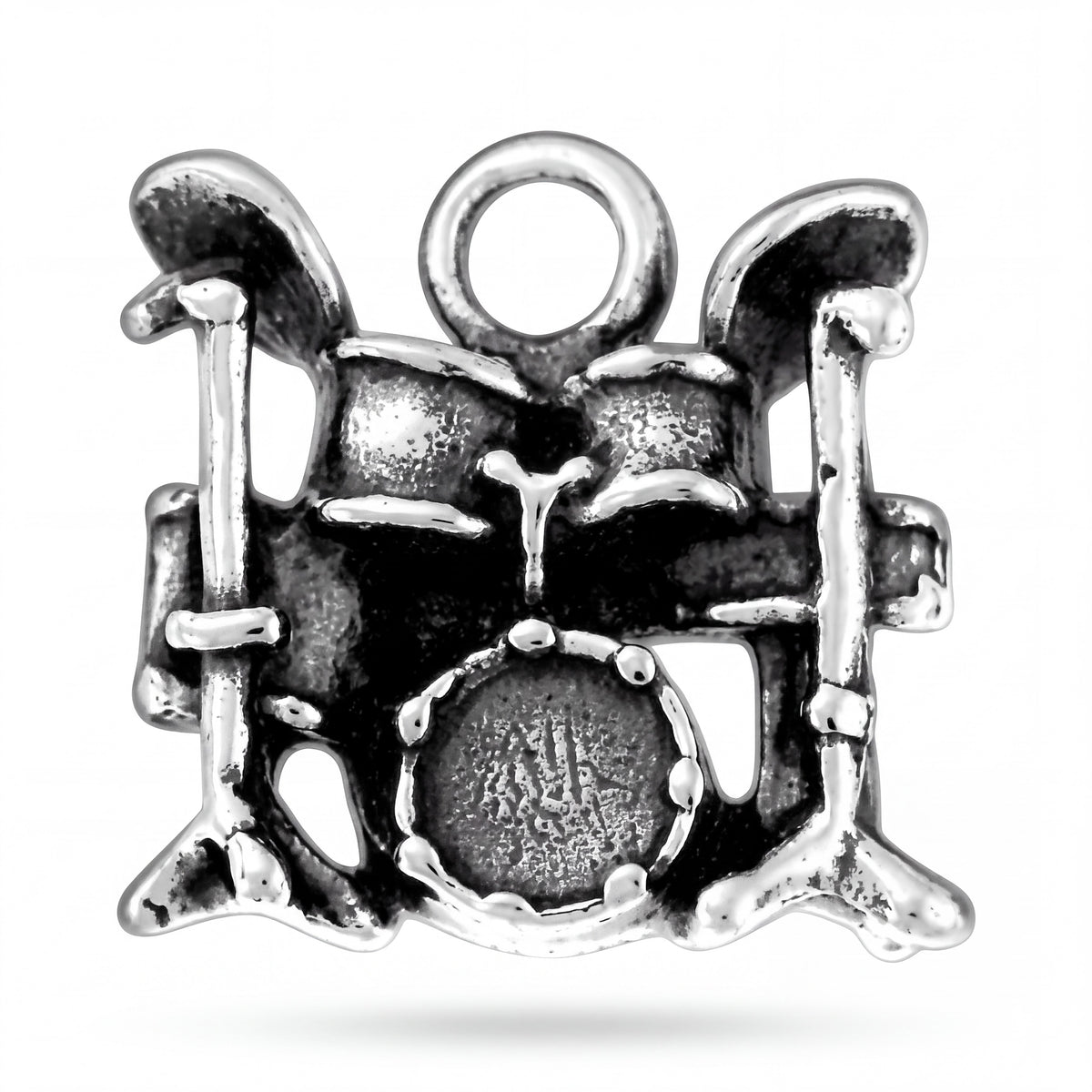 Sterling Silver Drum Set Charm for Bracelet with Jump Ring