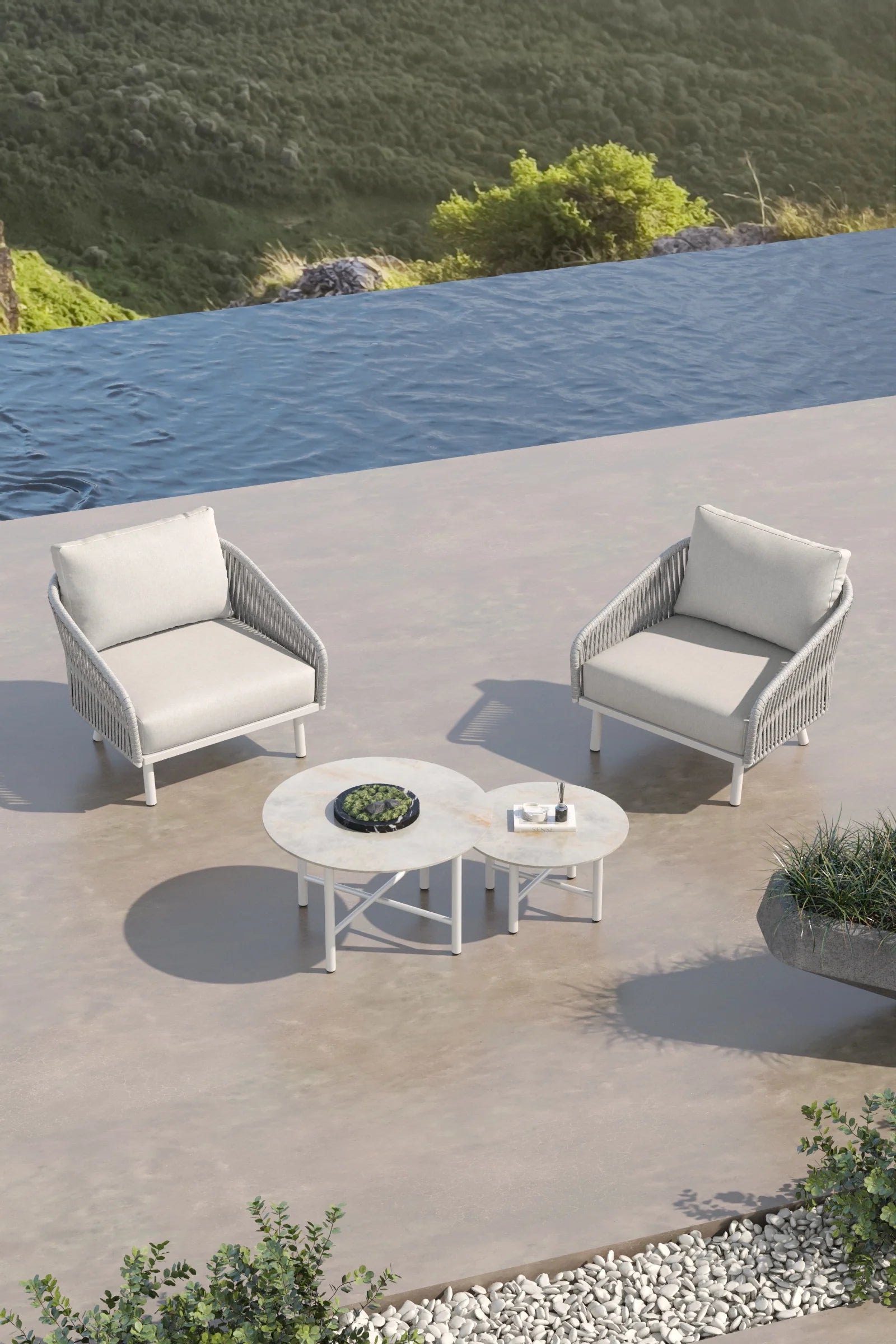 Outdoor Lounge Set Ash White, Patio Seating