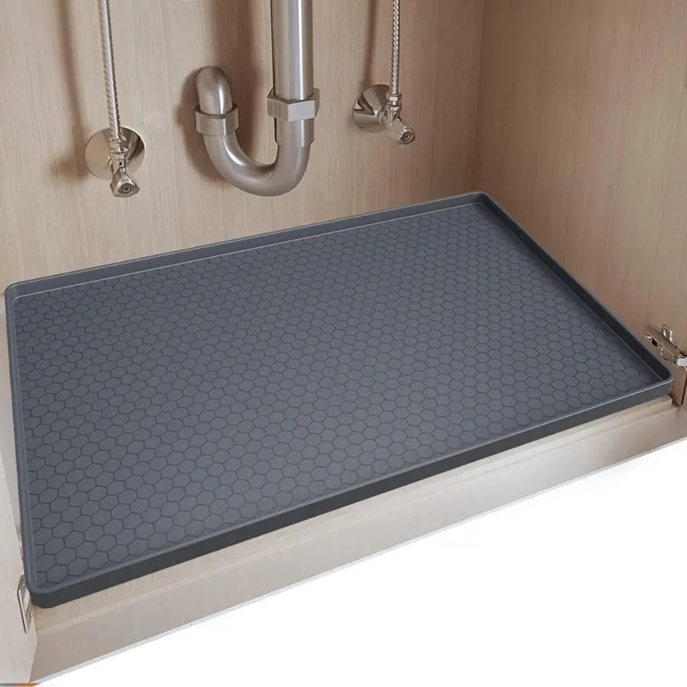 Silicone Under Sink Mat with Raised Edges and Non-Slip Surface, Rectangular