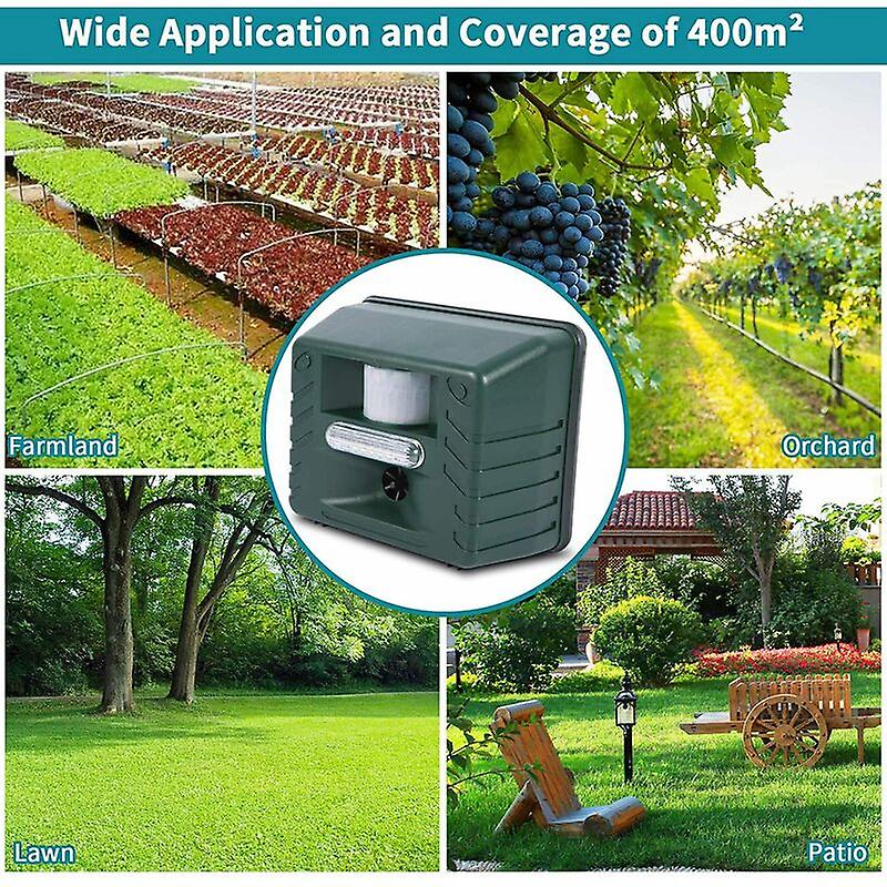 Ultrasonic Bird Deterrent with Motion Detection and Flashing Light, 170 Coverage