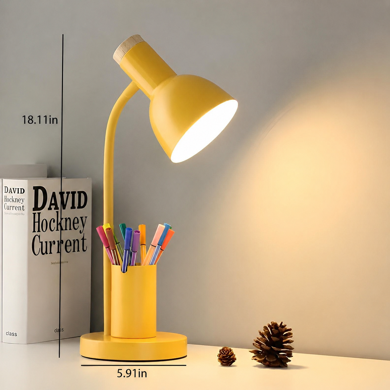 LED Table Lamp with Adjustable Rotating Head and Pen Holder