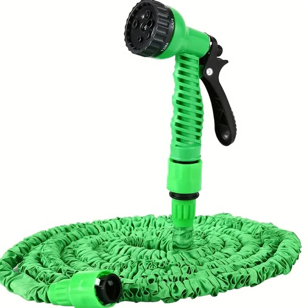 Expandable Garden Hose with Double-Layer Latex Core and Multi-Pattern Spray Nozzle
