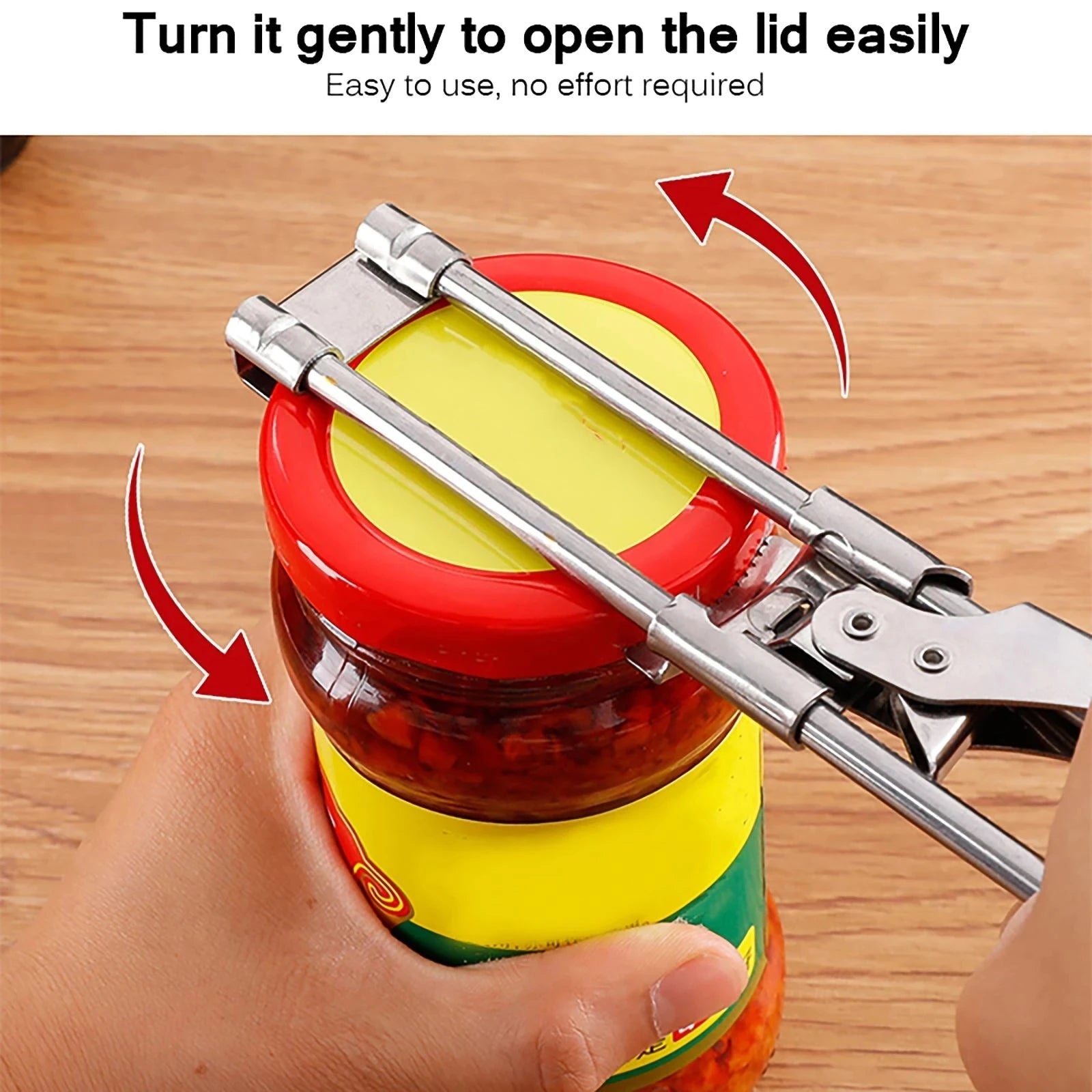 Adjustable Jar Opener with Lever Handle for 0.2 to 4.41 Inch Lids