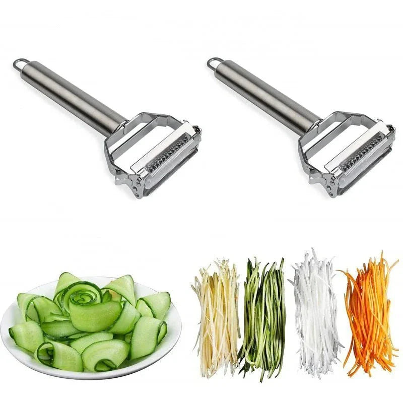 Vegetable Peeler with Dual Stainless Steel Blades and Julienne Cutter