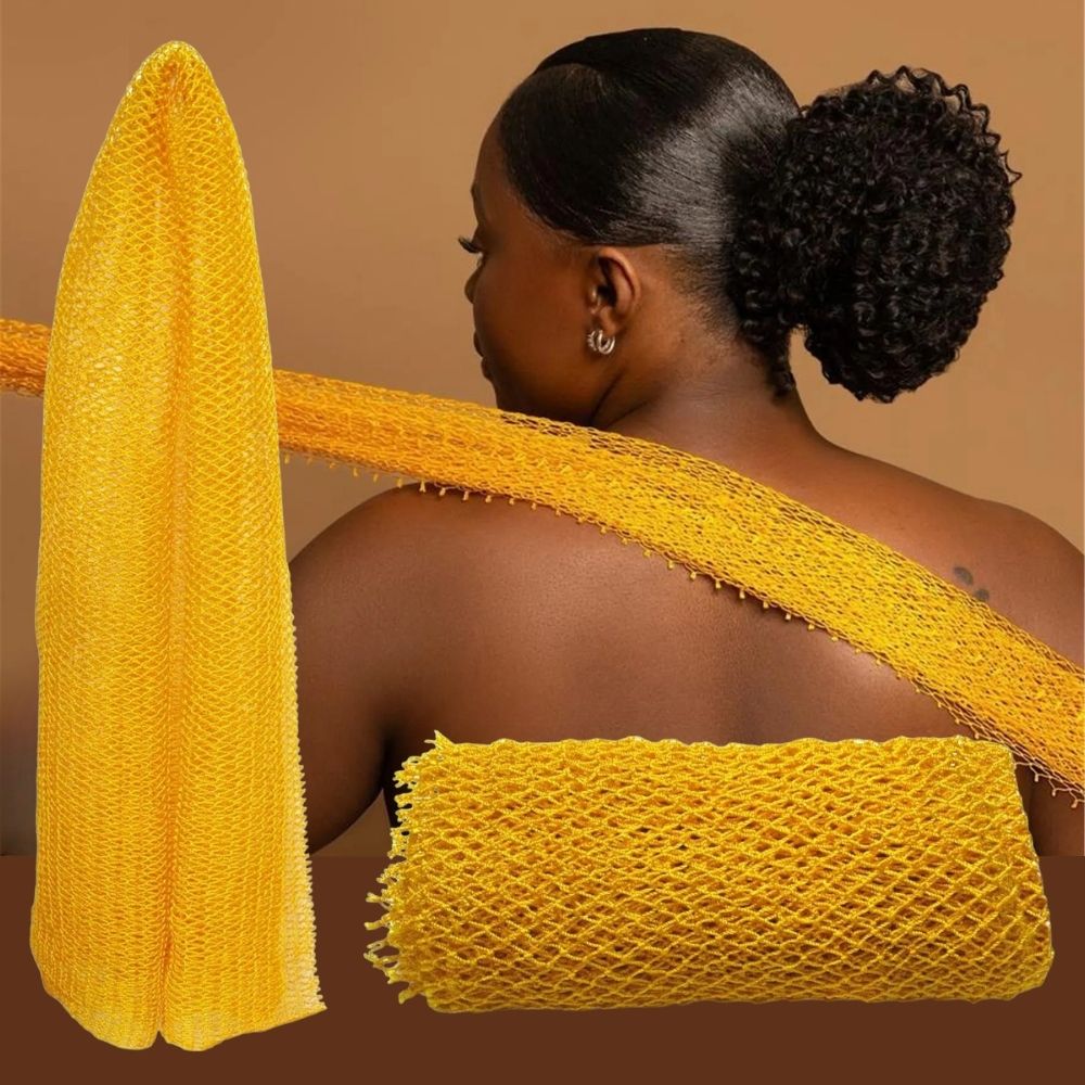 Stretchable Exfoliating Net Sponge with Nylon Mesh and Extended Length for Full Body Scrubbing