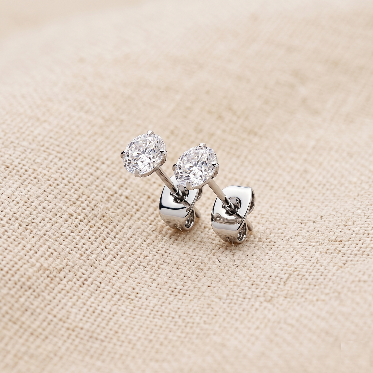 Hypoallergenic Titanium Stud Earrings with Cubic Zirconia Stones and Prong Settings