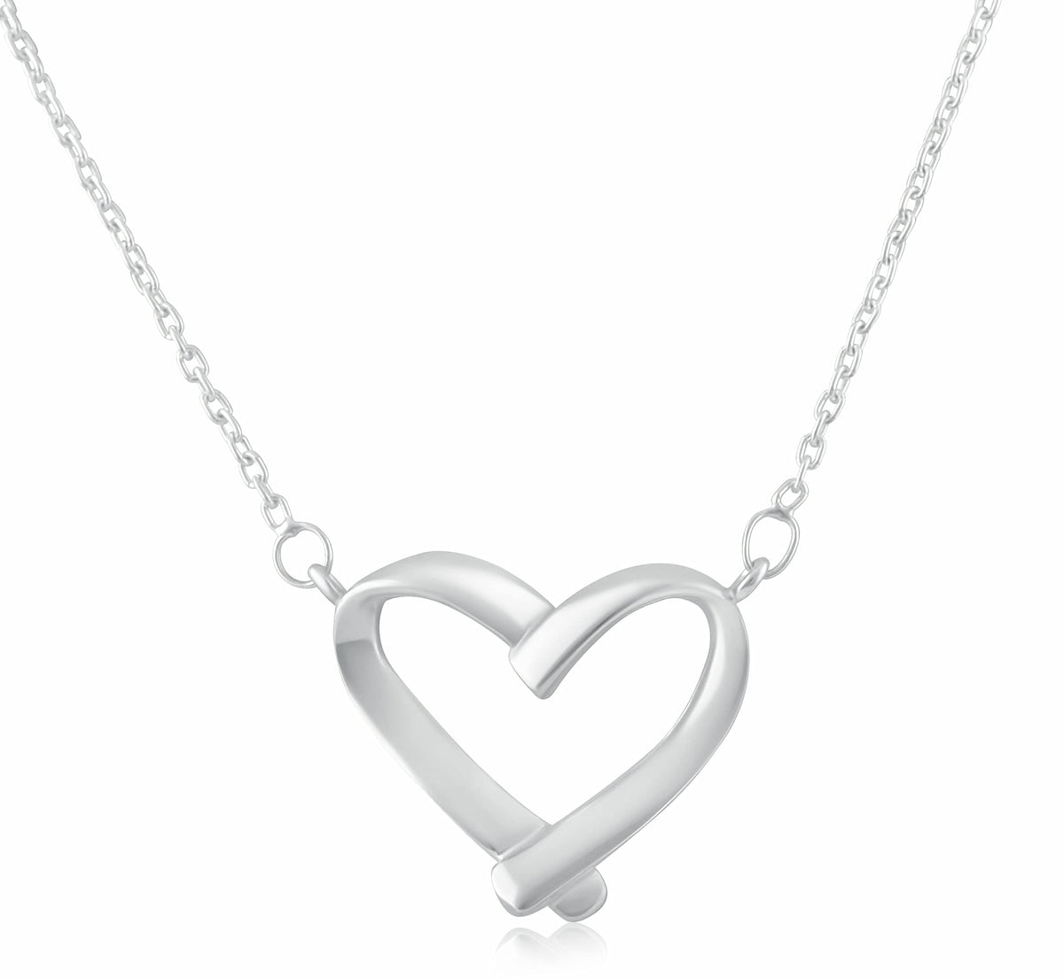 Sterling Silver Sterling Silver Women's Love Open Heart Necklace |