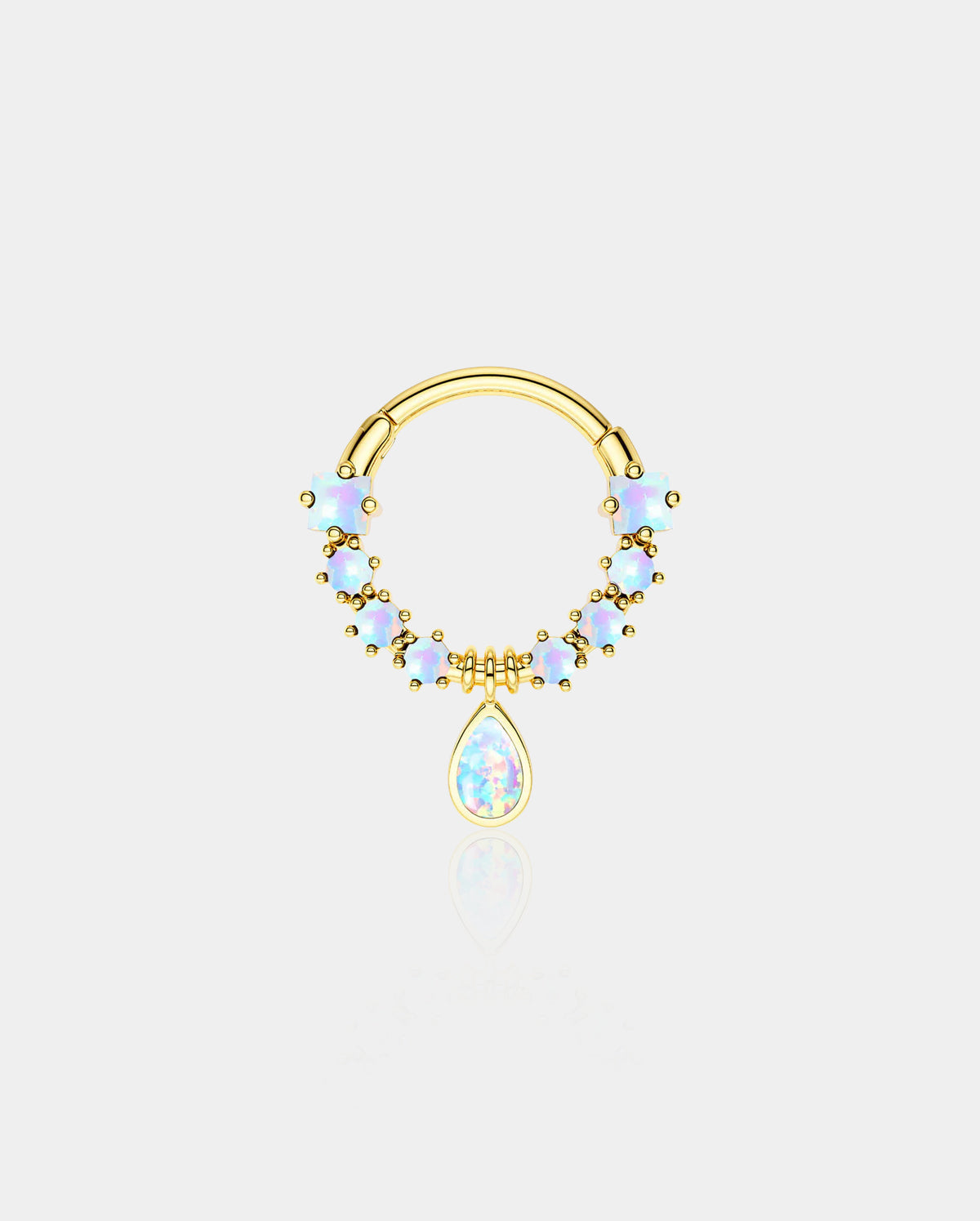 Gemstone Hinged Septum Clicker Ring with Stainless Steel Construction