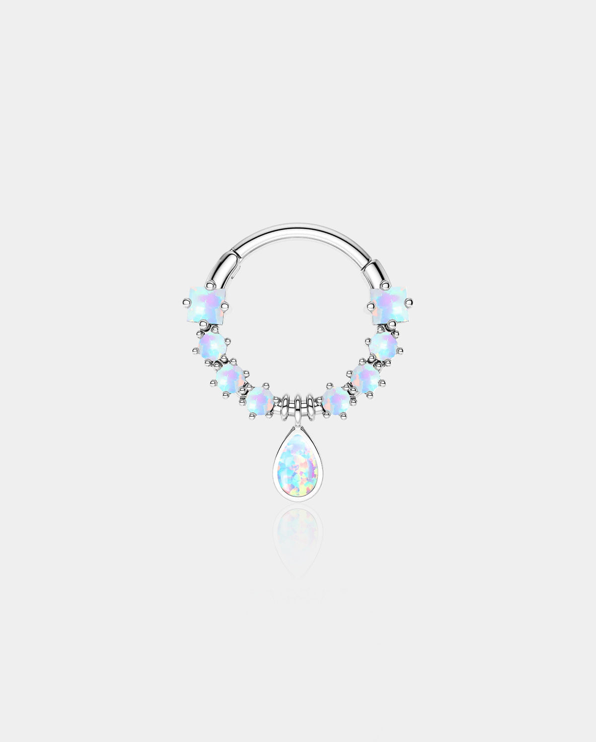 Gemstone Hinged Septum Clicker Ring with Stainless Steel Construction