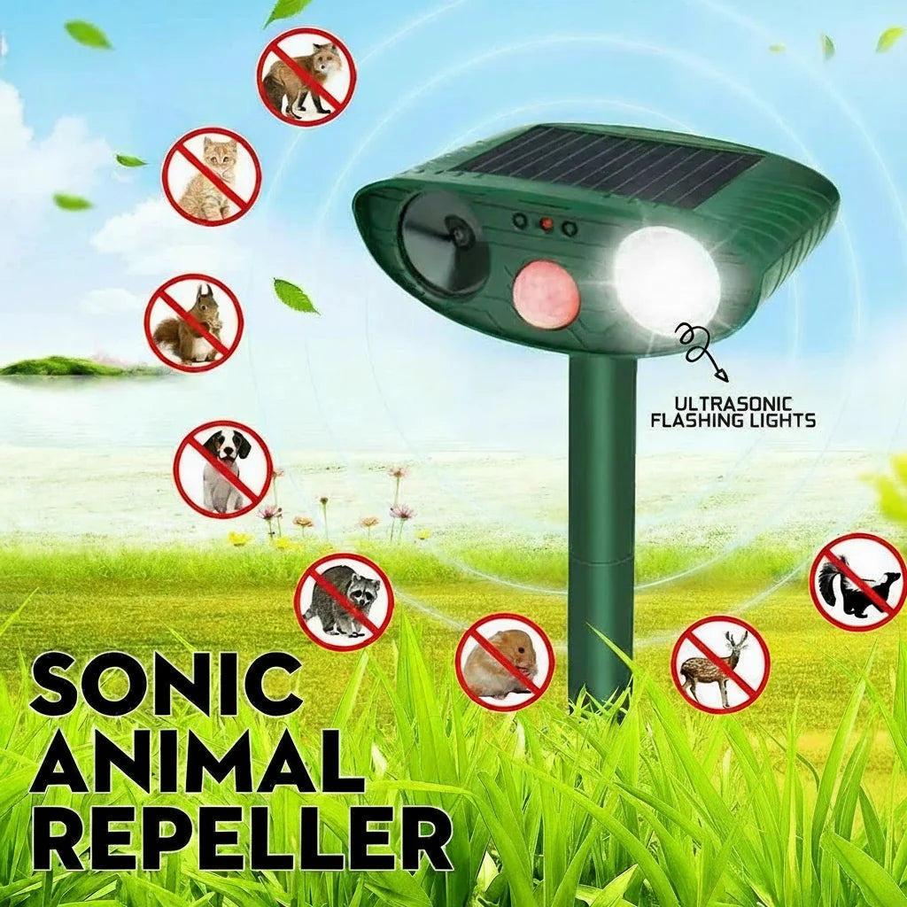 Solar Animal Repeller with Dual Ultrasonic Speakers and Motion Detection, 4-Pack