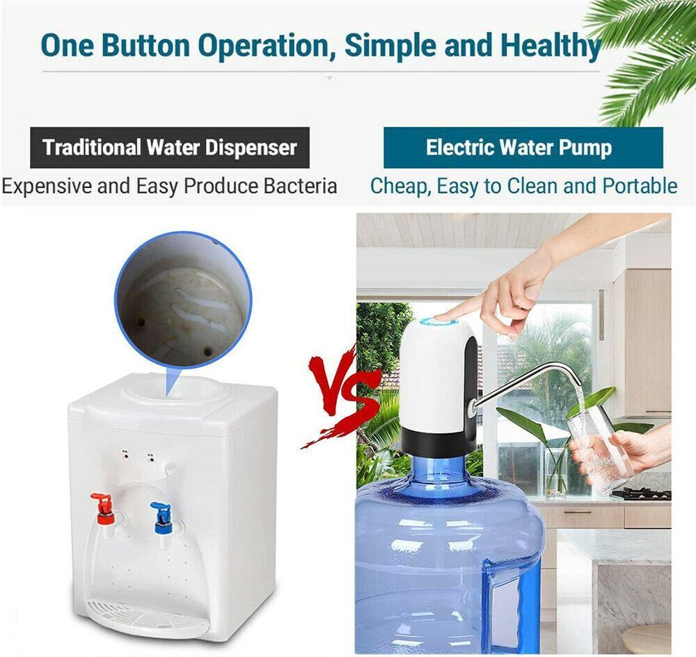 Electric Water Pump Dispenser with USB Rechargeable Battery and Stainless Steel Components