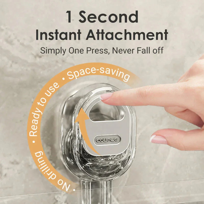 Vacuum Suction Bathroom Storage Rack with Clear PET Basket and Wall Mount