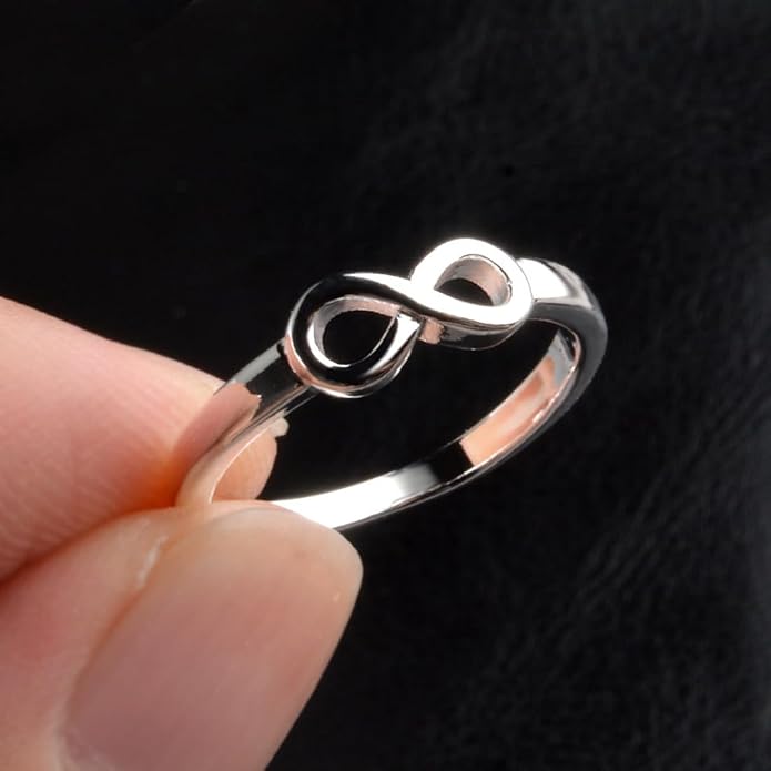 Sterling Silver Ring Set with Platinum Plating and Stackable Design for Women
