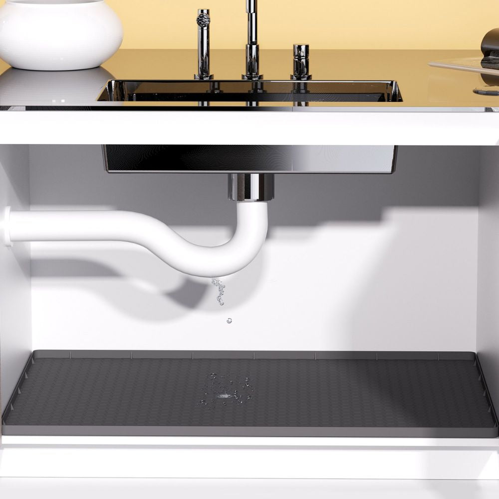 Silicone Under Sink Mat with Raised Edges and Non-Slip Surface, Rectangular