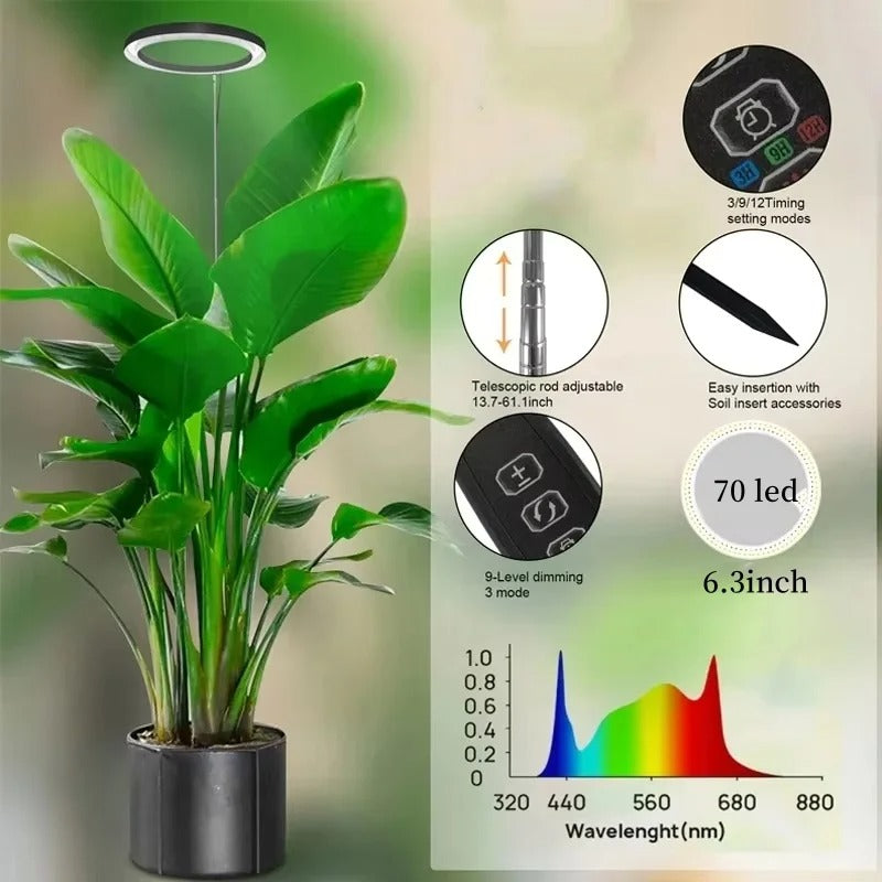 Full Spectrum LED Grow Light with Adjustable Height and Programmable Timer