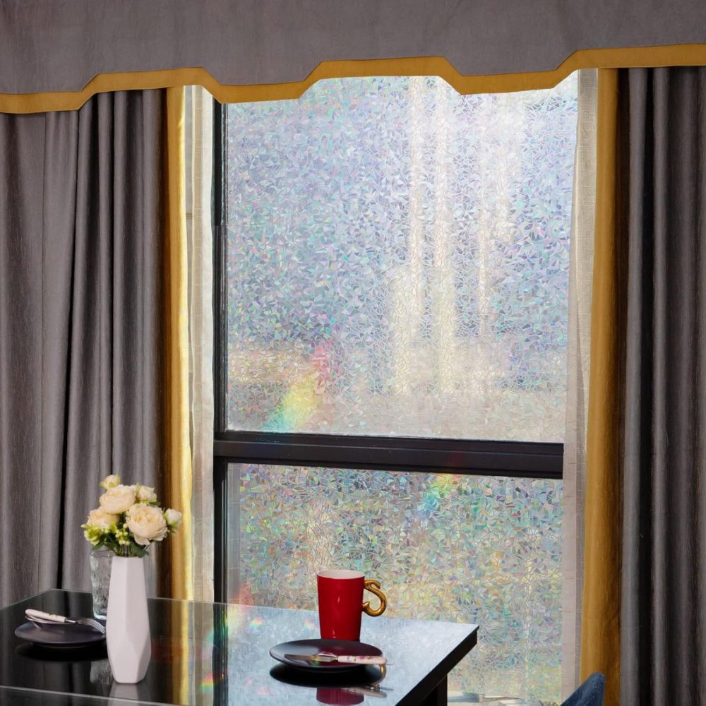Rainbow Prismatic Window Film with Static Cling Application and UV Protection