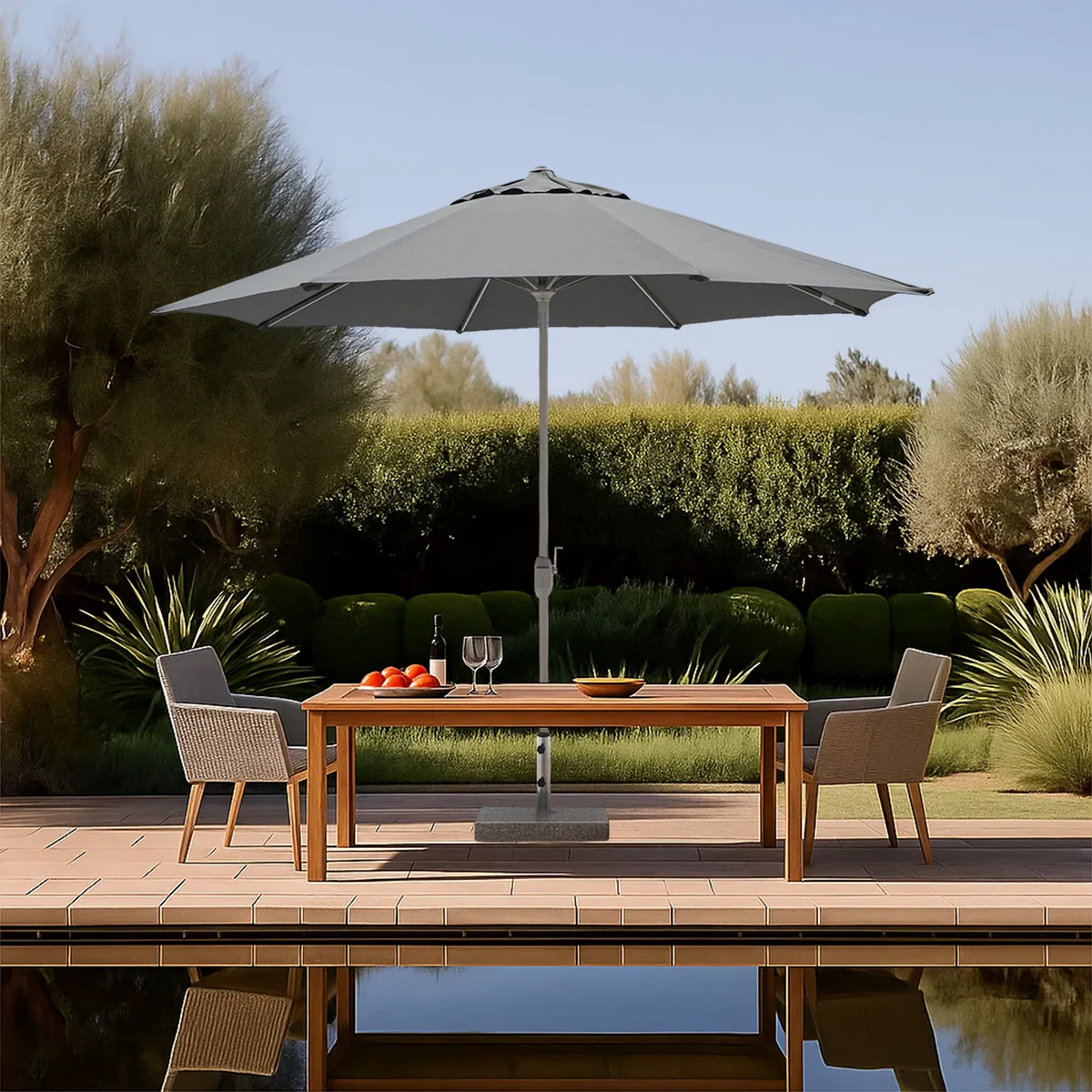 Outdoor Umbrella 220cm Round, Crank Lift & Tilt, Patio Shade