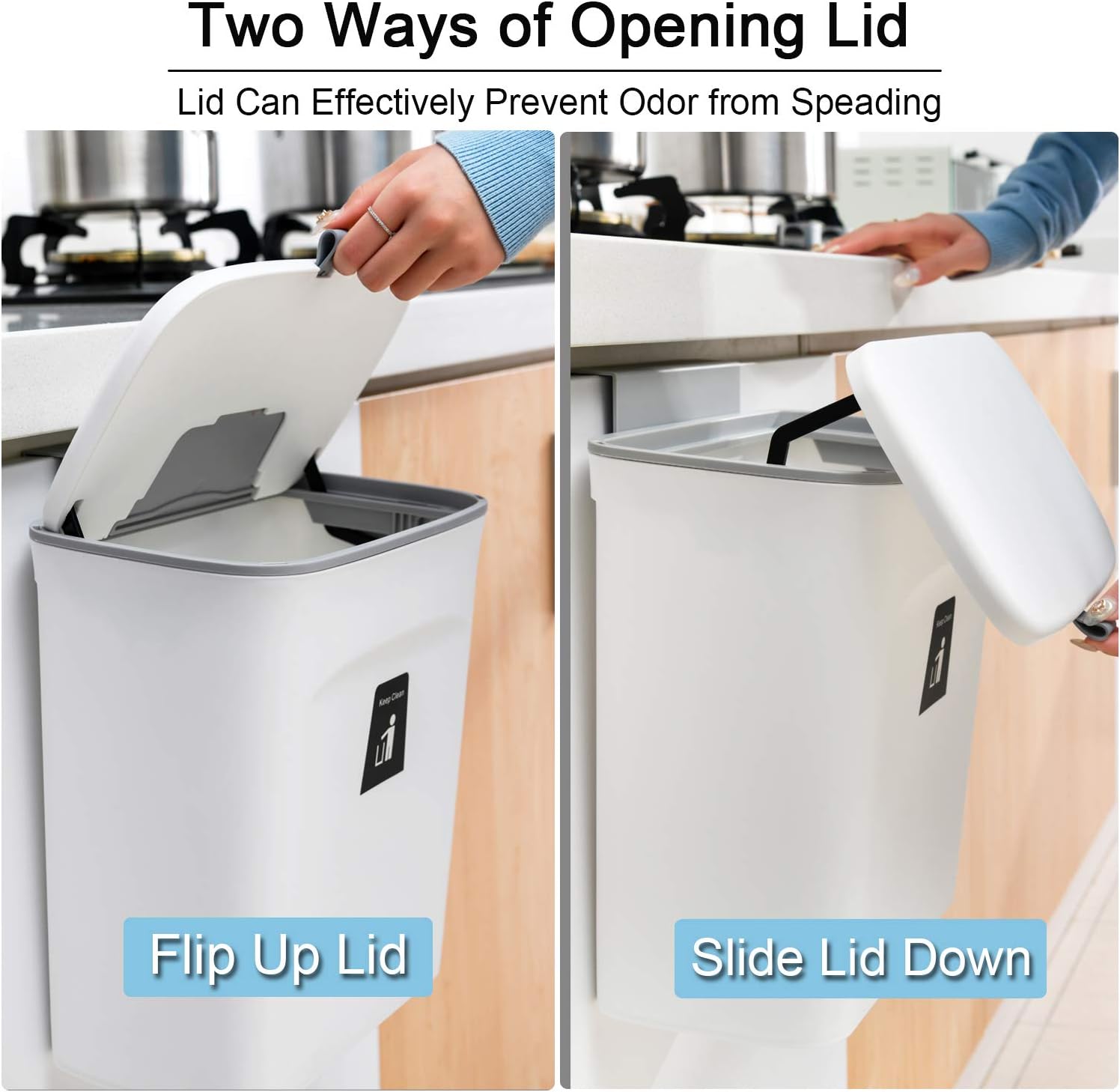 Under-Sink Compost Bin with Rolling Lid and Over-Door Hook, 2.4 Gallon