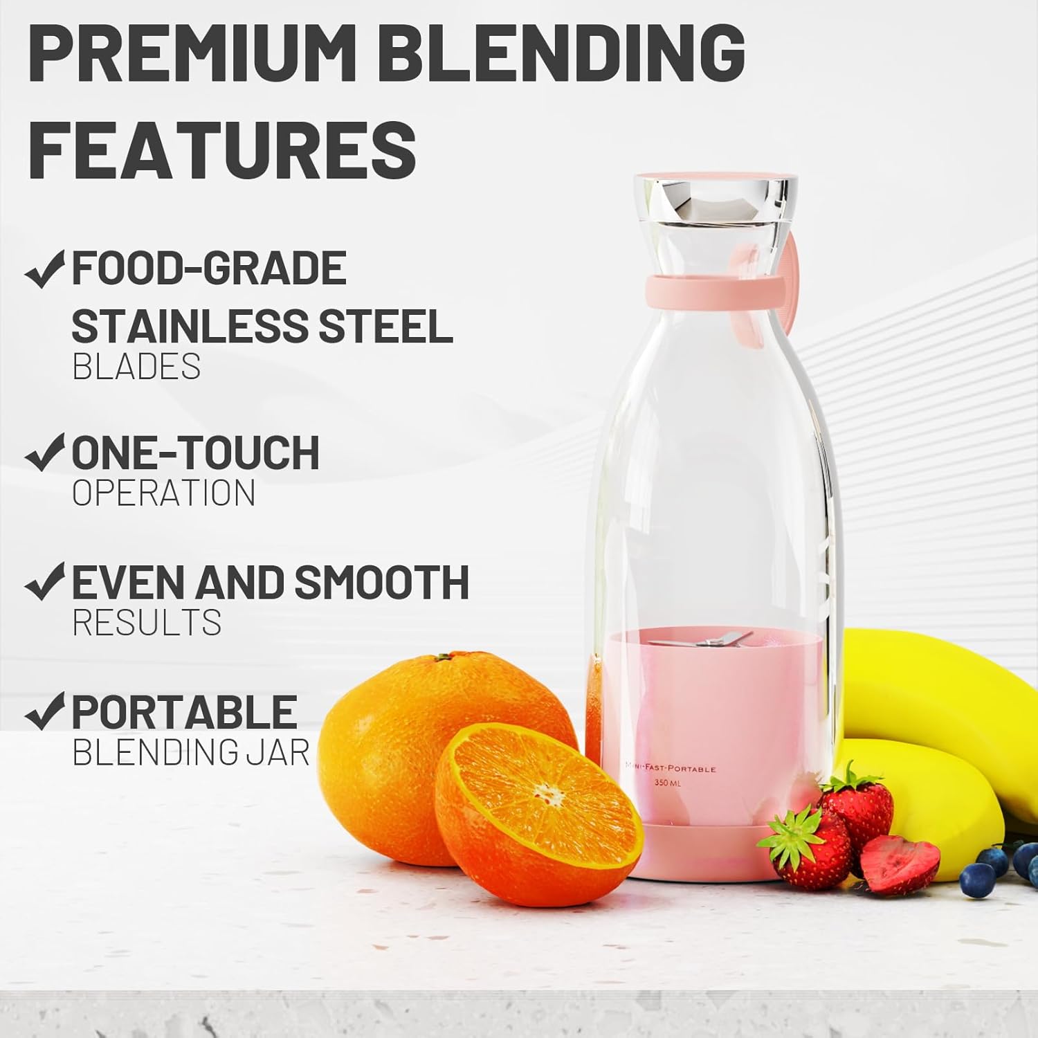 Portable Rechargeable Blender with Detachable Container and Magnetic Charging