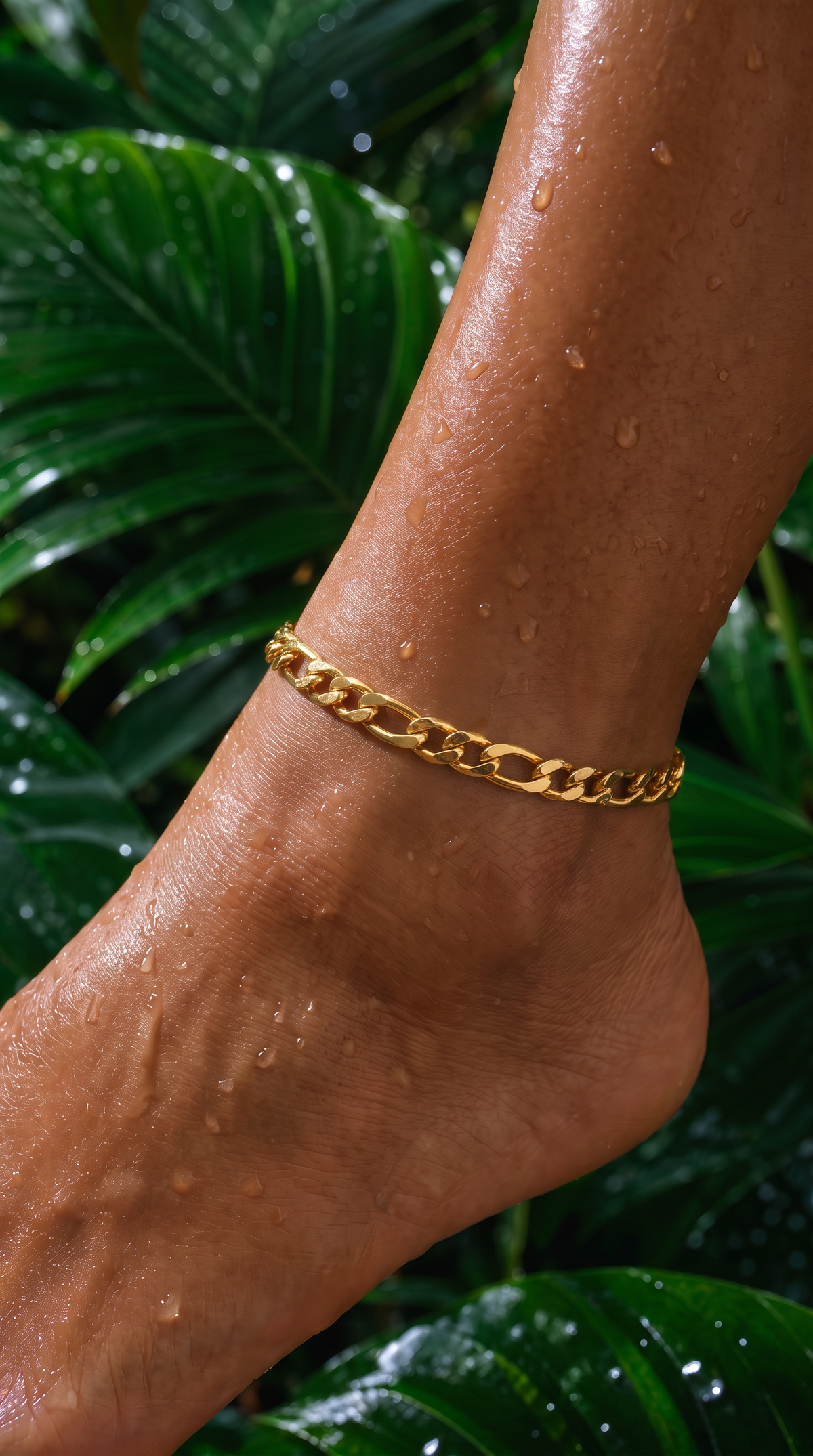 Gold Plated Stainless Steel Figaro Anklet