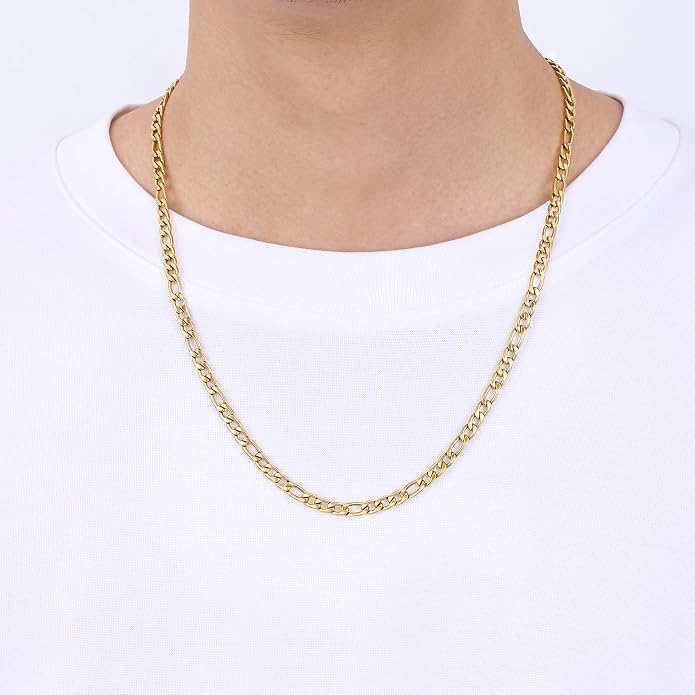 Gold Plated Stainless Steel Chain Necklace for Men, 26 Inches