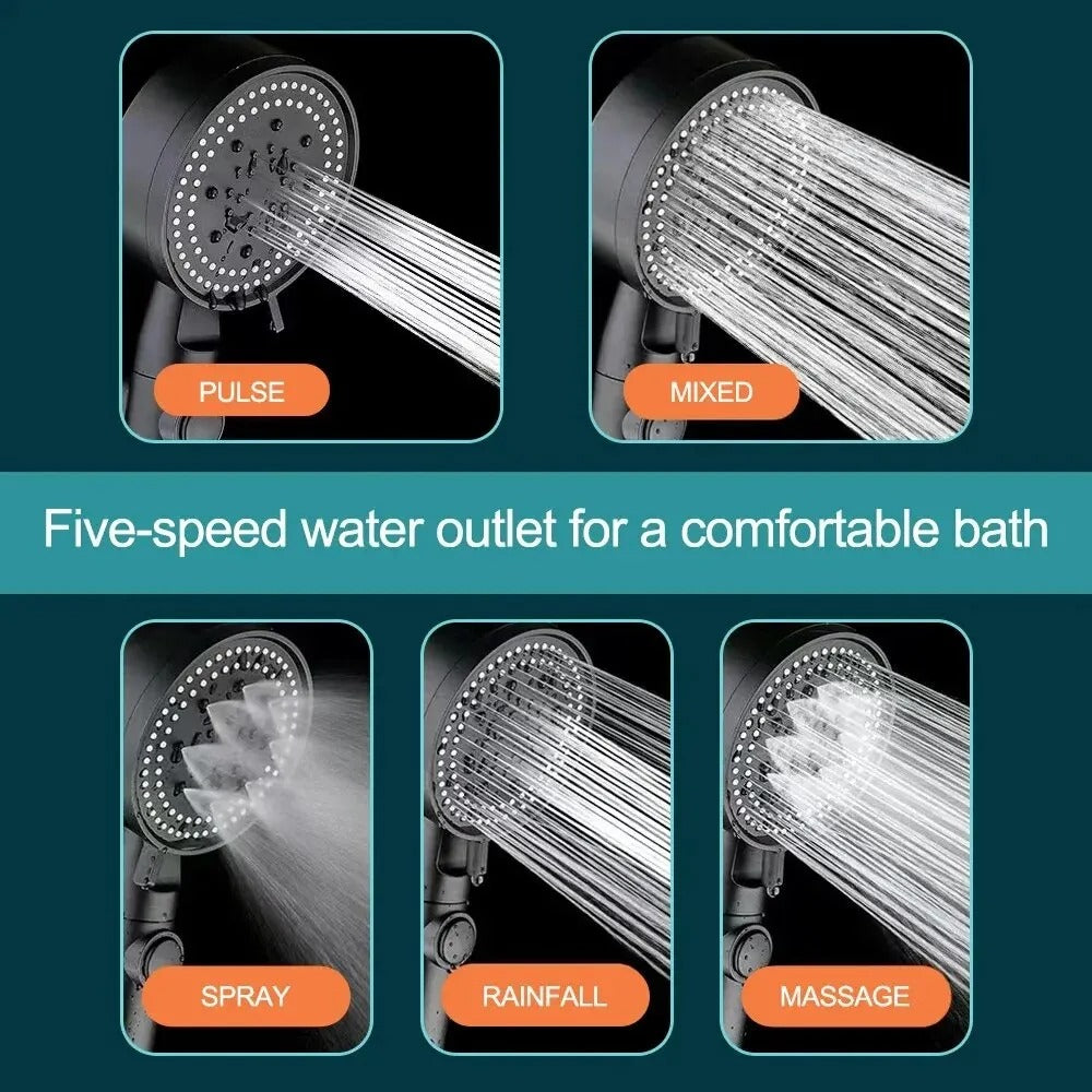 Handheld Shower Head with Five Spray Patterns and Pause Control