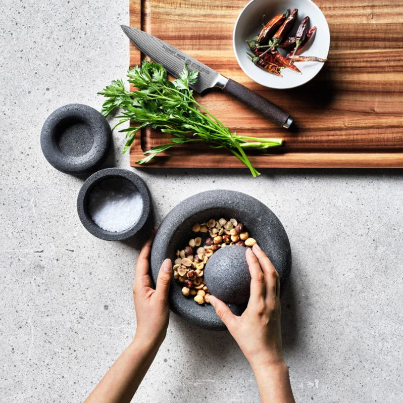 Lava Stone Mortar and Pestle Modern Form, Grinding Spices