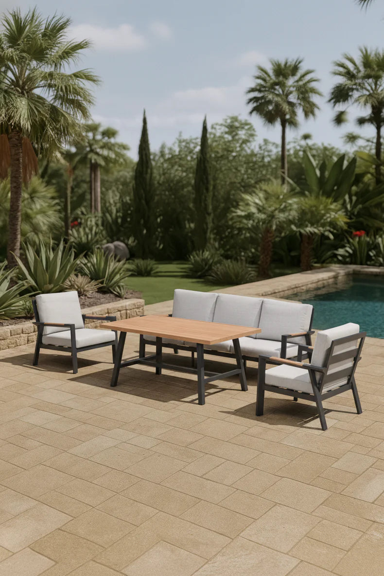 Outdoor Lounge Set Aluminum 4-Piece, Dining & Seating