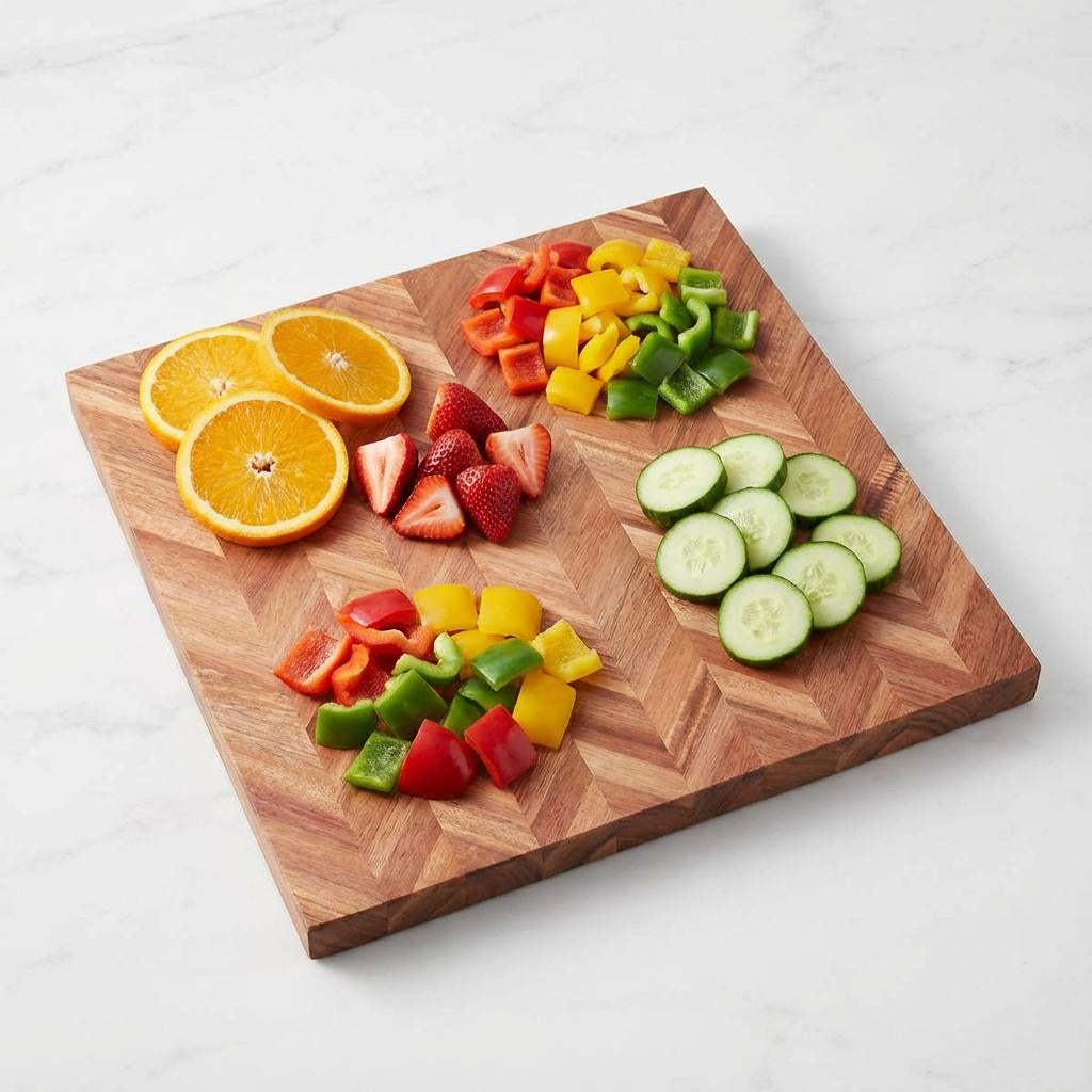 Herringbone Cutting Board Acacia, Slicing & Serving