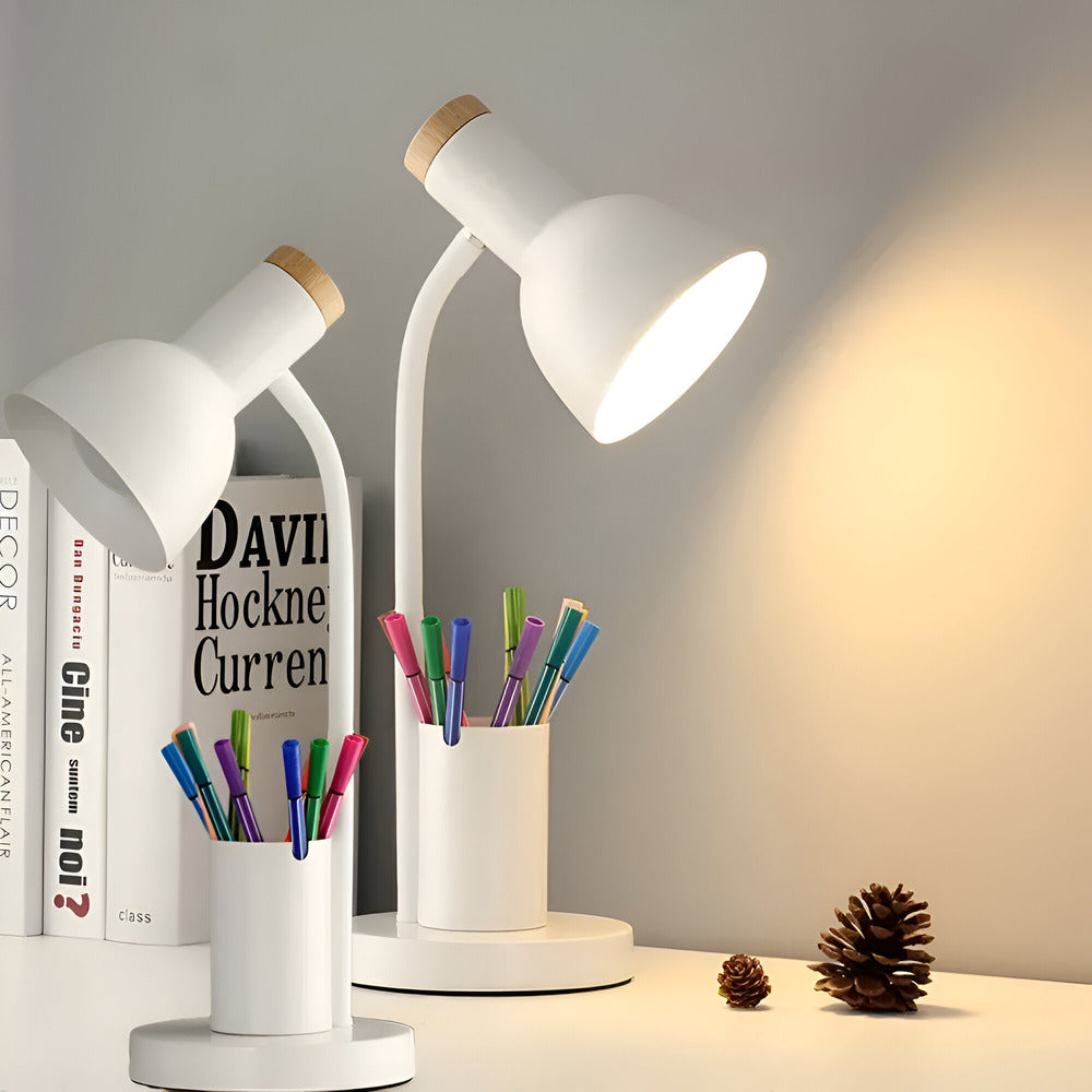 LED Table Lamp with Adjustable Rotating Head and Pen Holder