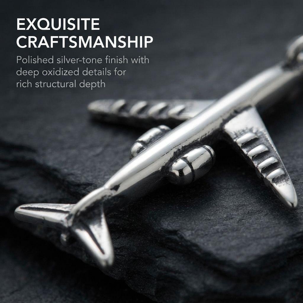 Sterling Silver Jet Plane Charm with Jump Ring for Bracelet and Necklace Attachment