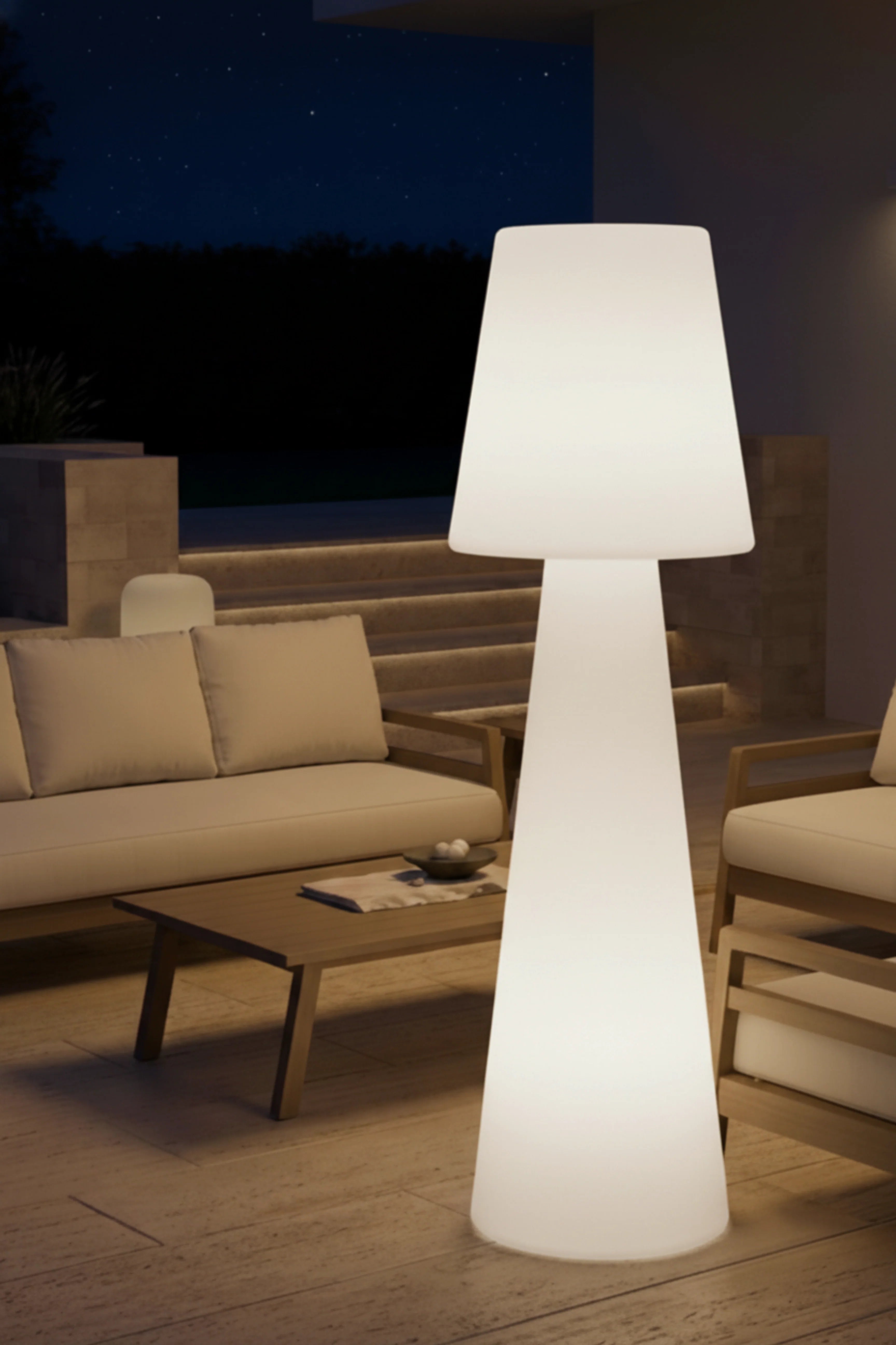 Outdoor Lamp Modern Conical Design, Cordless, Patio Lighting