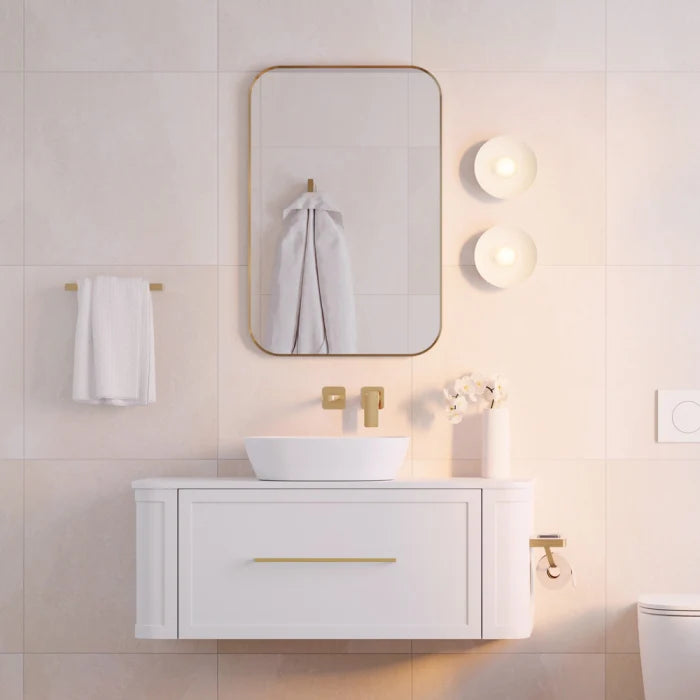 Urban Brass Wall Mirror 600 x 900mm, Soft Square Frame, Bathroom Vanity