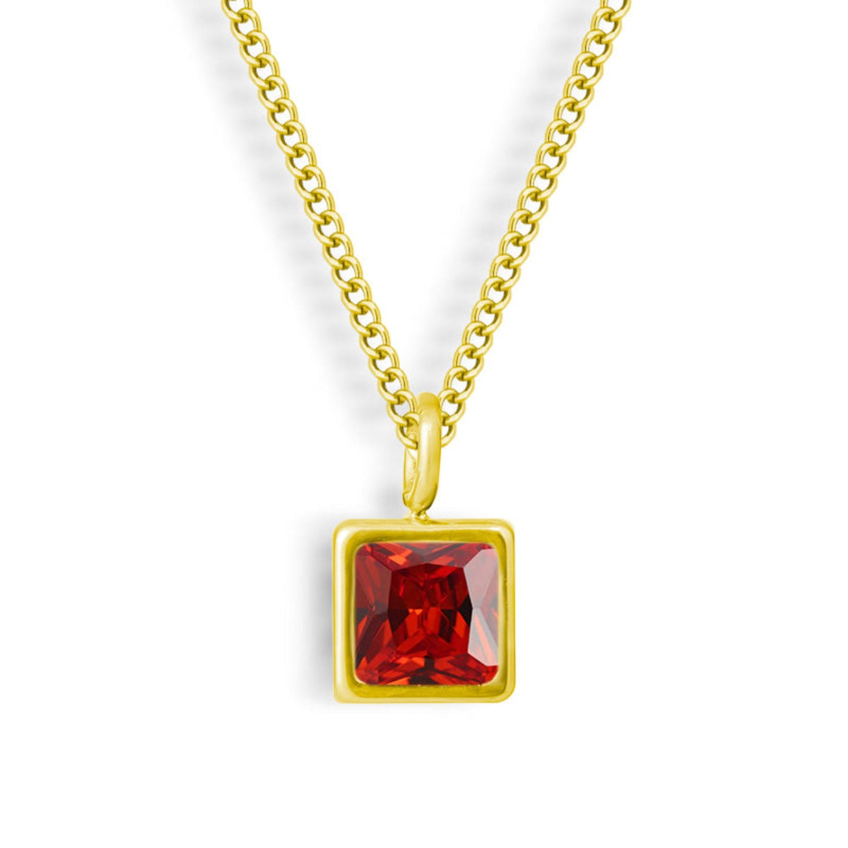 Square-Cut Stone Ring with Gold-Tone Band and Geometric Design