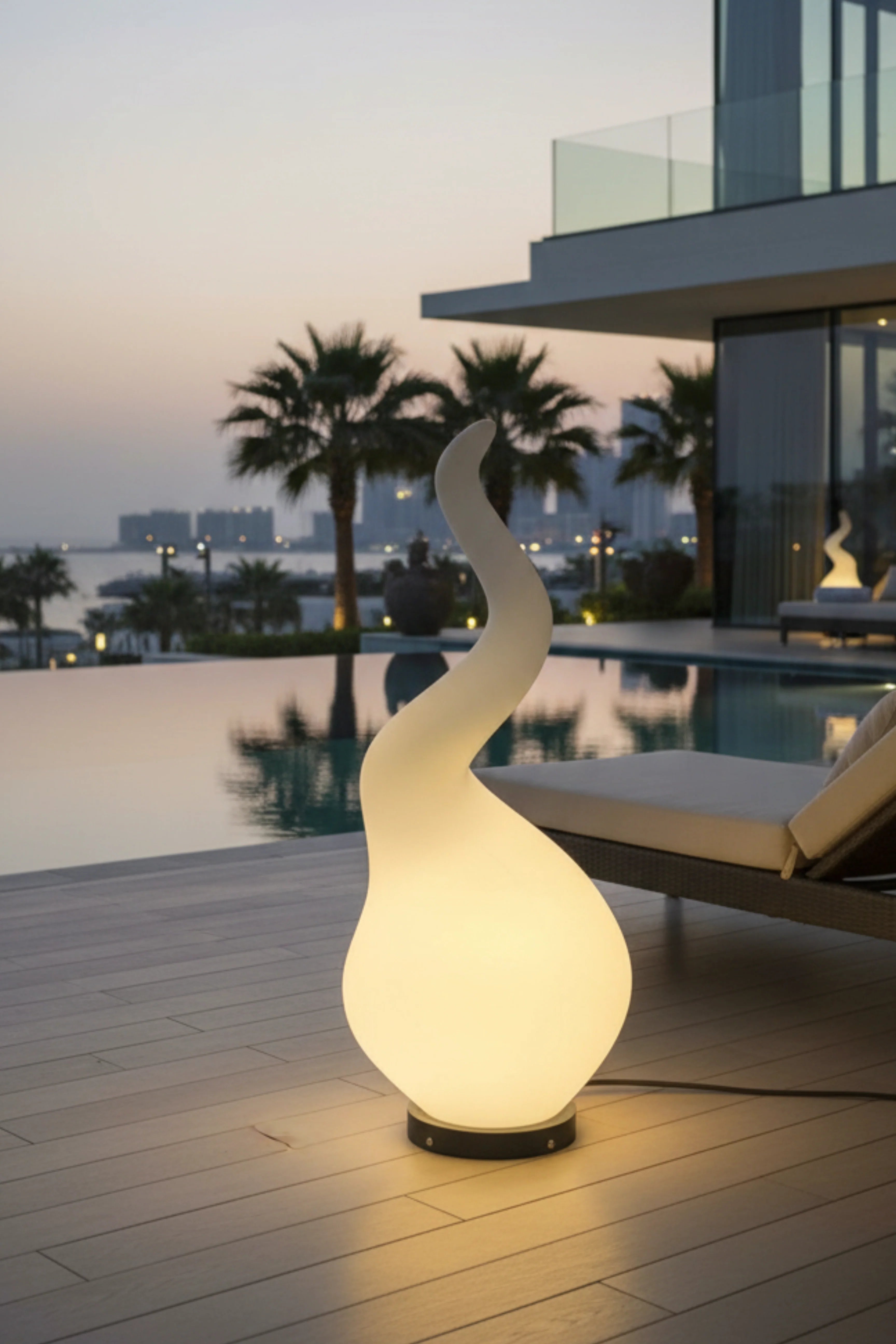 Sculptural Outdoor Lamp Irregular Form, Patio Lighting