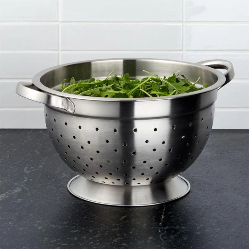 Stainless Steel Colander Footed 5-Quart, Draining Produce