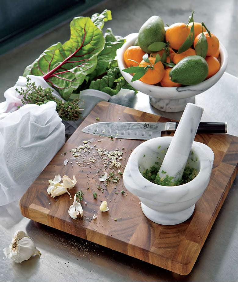 Marble Mortar and Pestle Classic White, Grinding Herbs