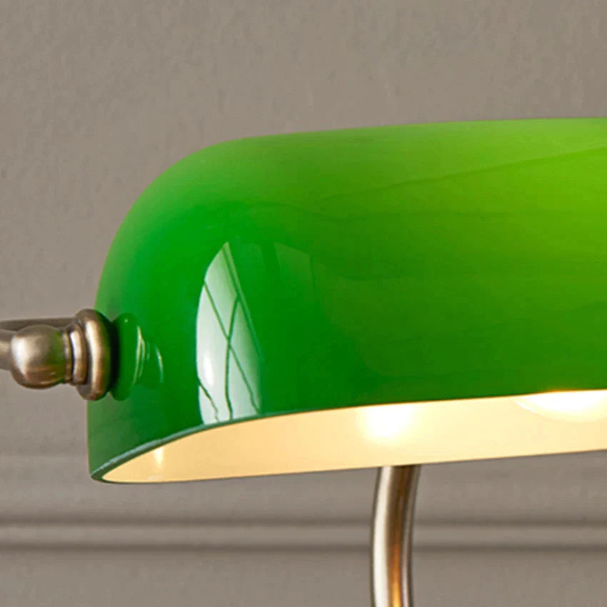 Vintage Table Lamp Antique Green Shade, Desk & Reading Light