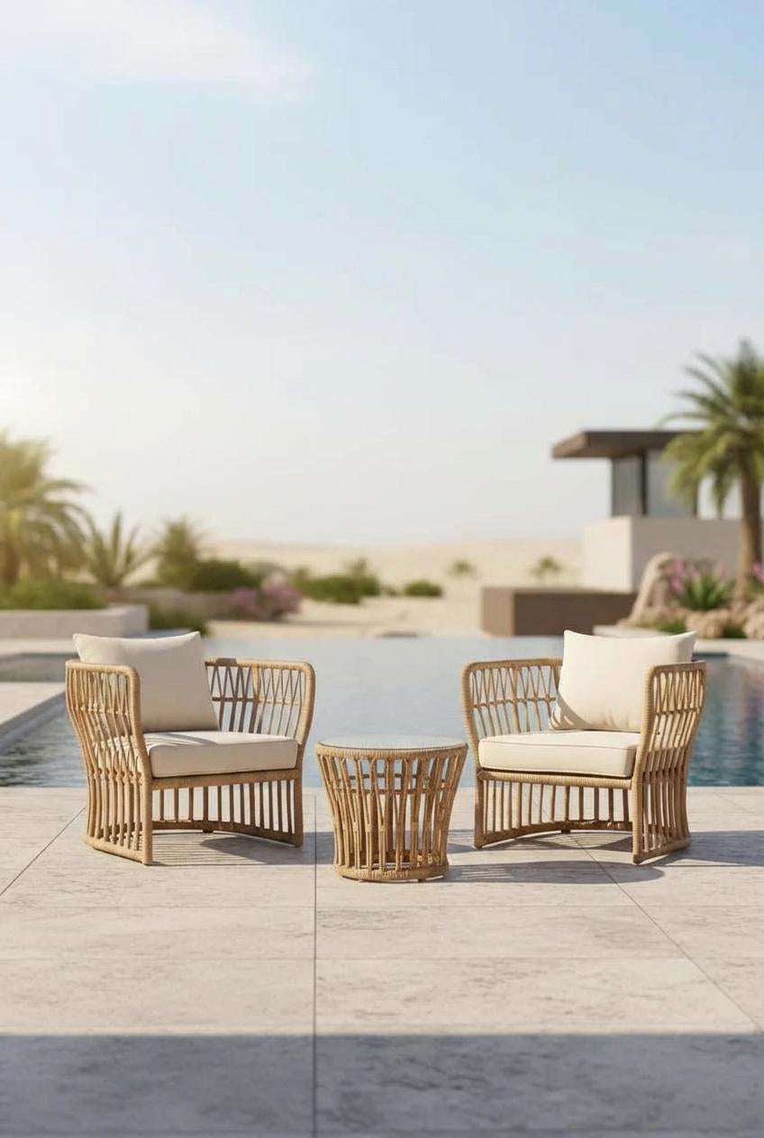 Outdoor Lounge Set 3-Piece, Wicker Frame, Patio Seating