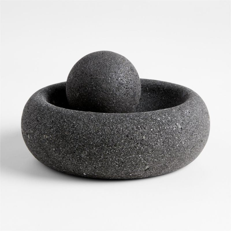 Lava Stone Mortar and Pestle Modern Form, Grinding Spices