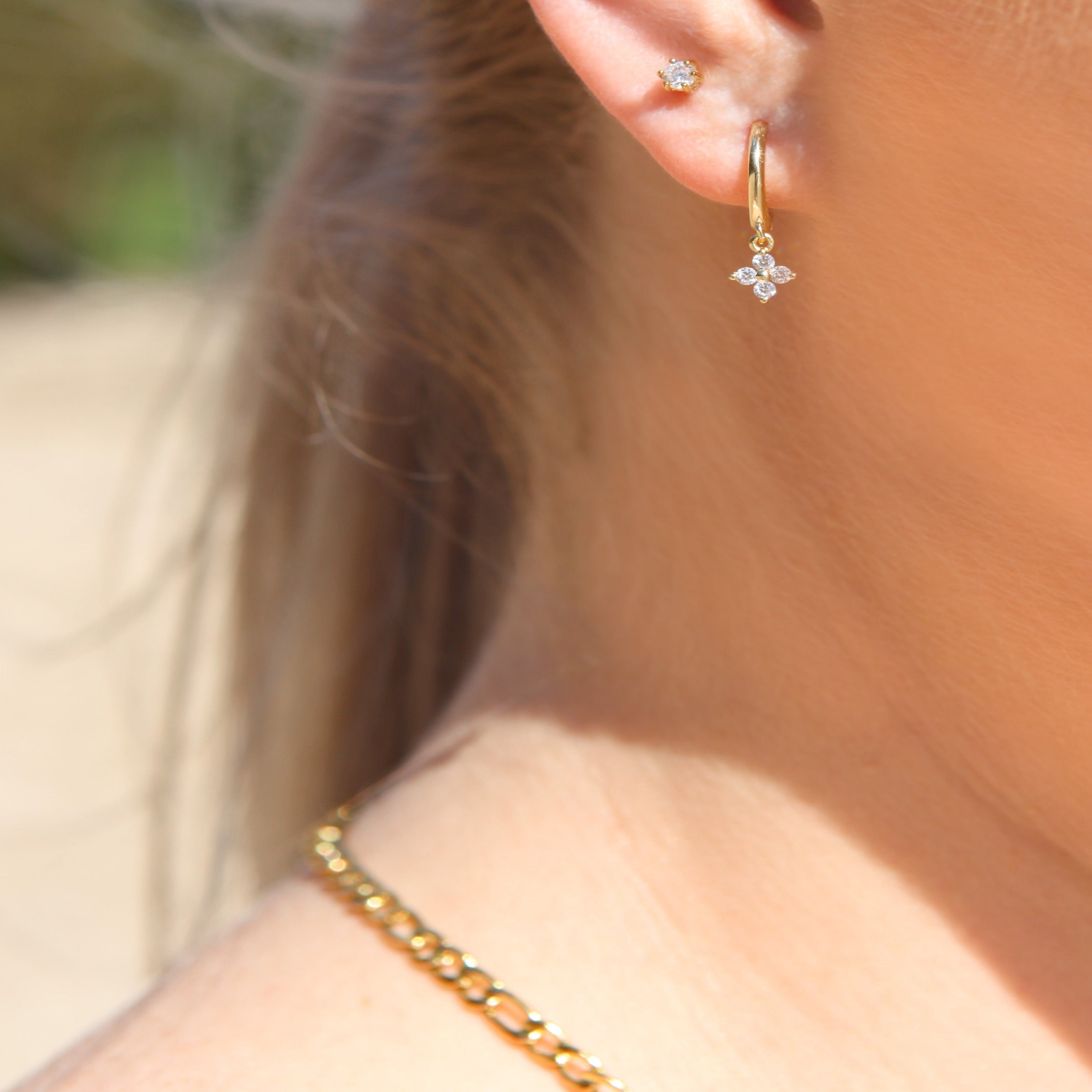 Cubic Zirconia Stud Earrings with Hypoallergenic Stainless Steel and Gold or Silver Finish
