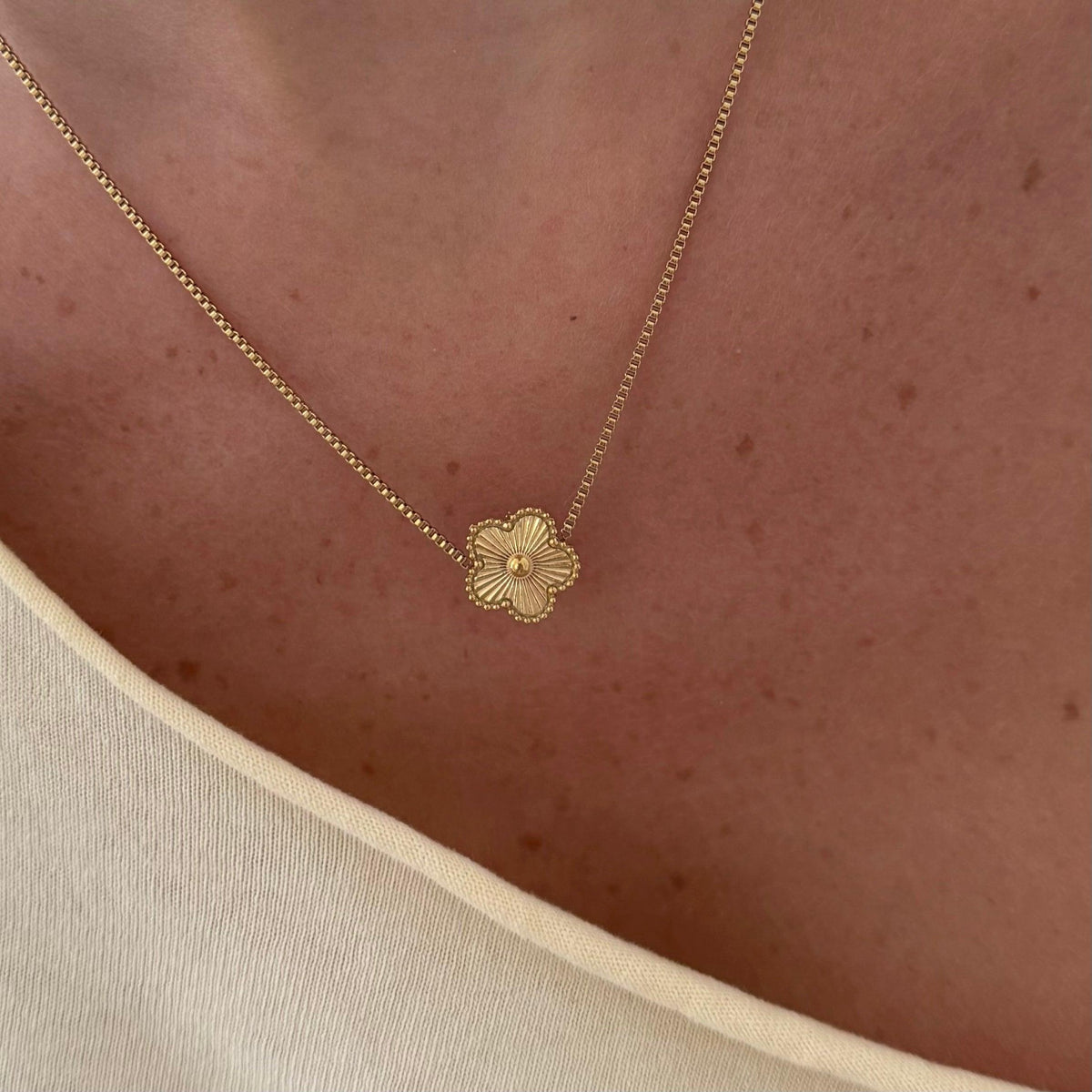 Flower Pendant Necklace with Delicate Chain for Layering
